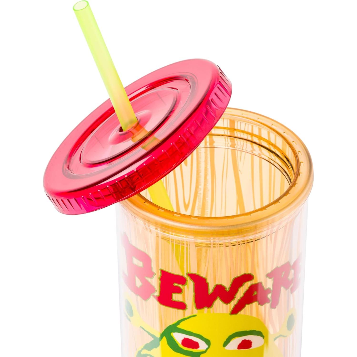 Taza Fría Plástica Shrek Silver Buffalo 591 ml con Tapa y Popote