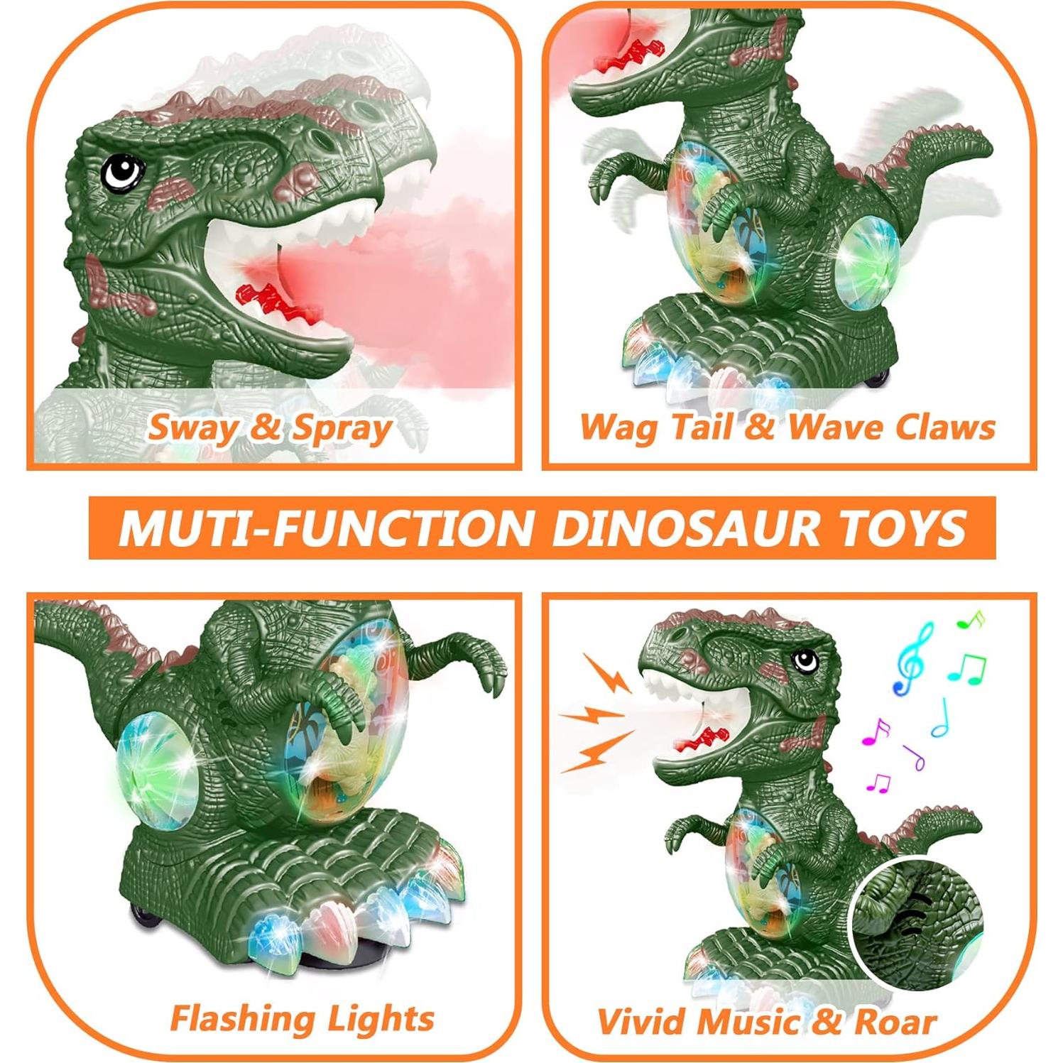 Juguete Eléctrico Dinosaurio Verde GDBAQAN con Música y Luces