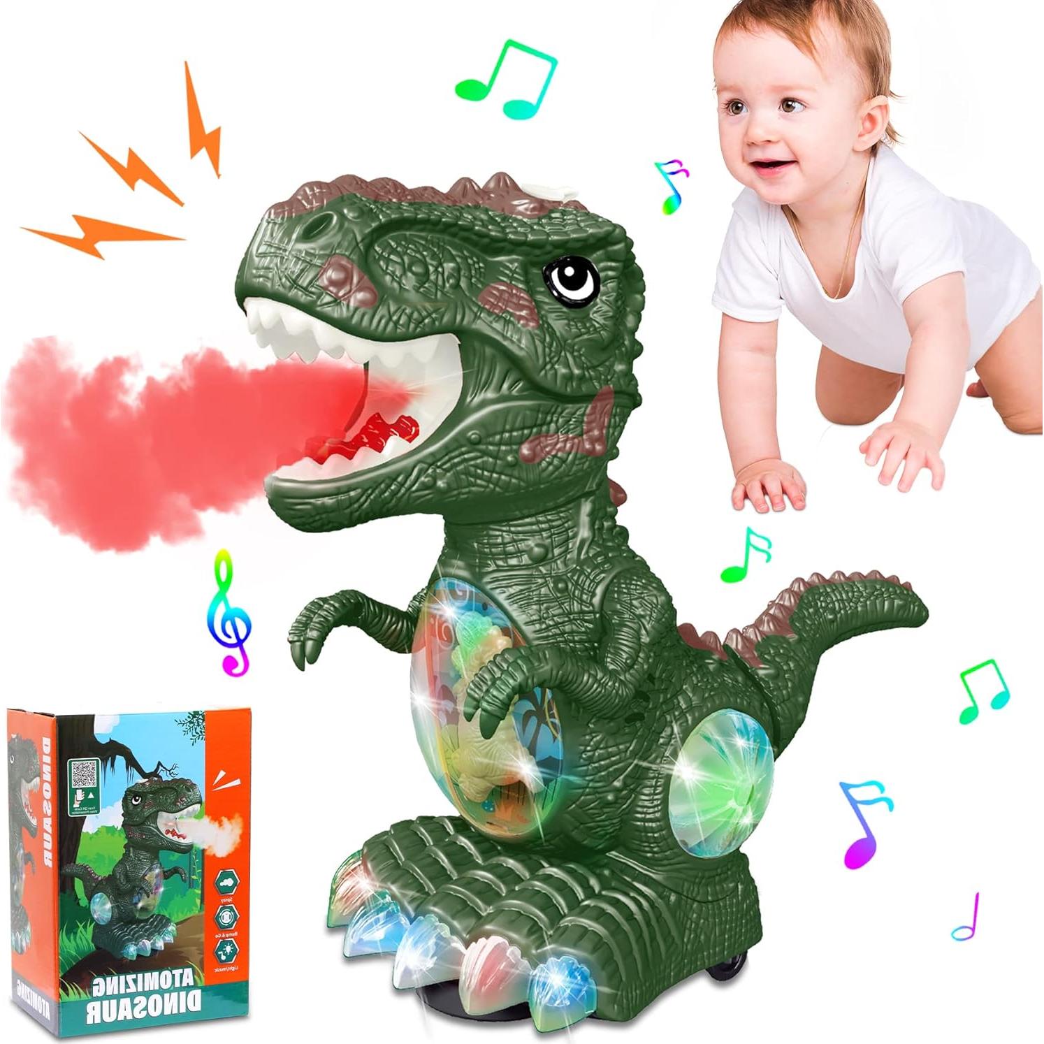 Juguete Eléctrico Dinosaurio Verde GDBAQAN con Música y Luces