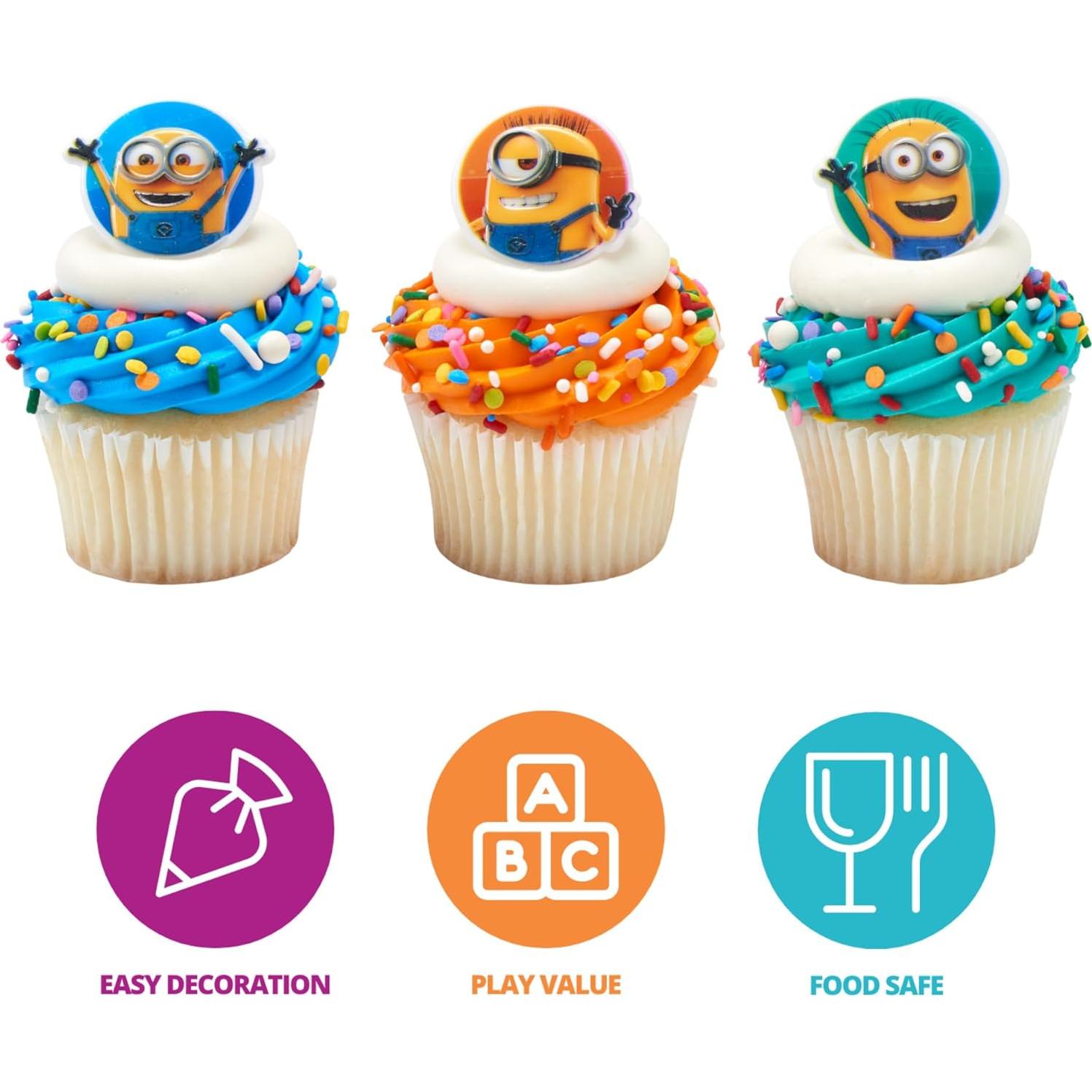 Anillos de Cupcake Minions DecoPac - 24 Decoraciones para Cumpleaños