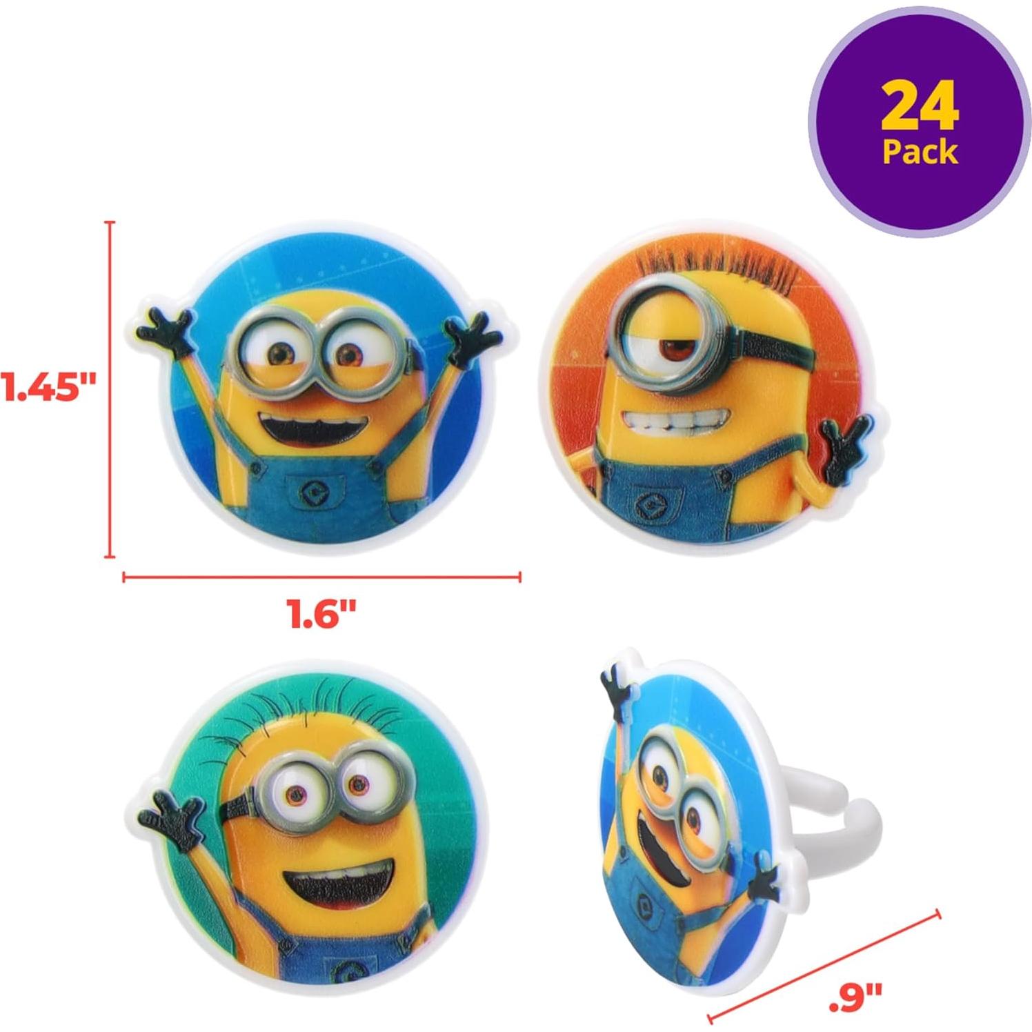 Anillos de Cupcake Minions DecoPac - 24 Decoraciones para Cumpleaños