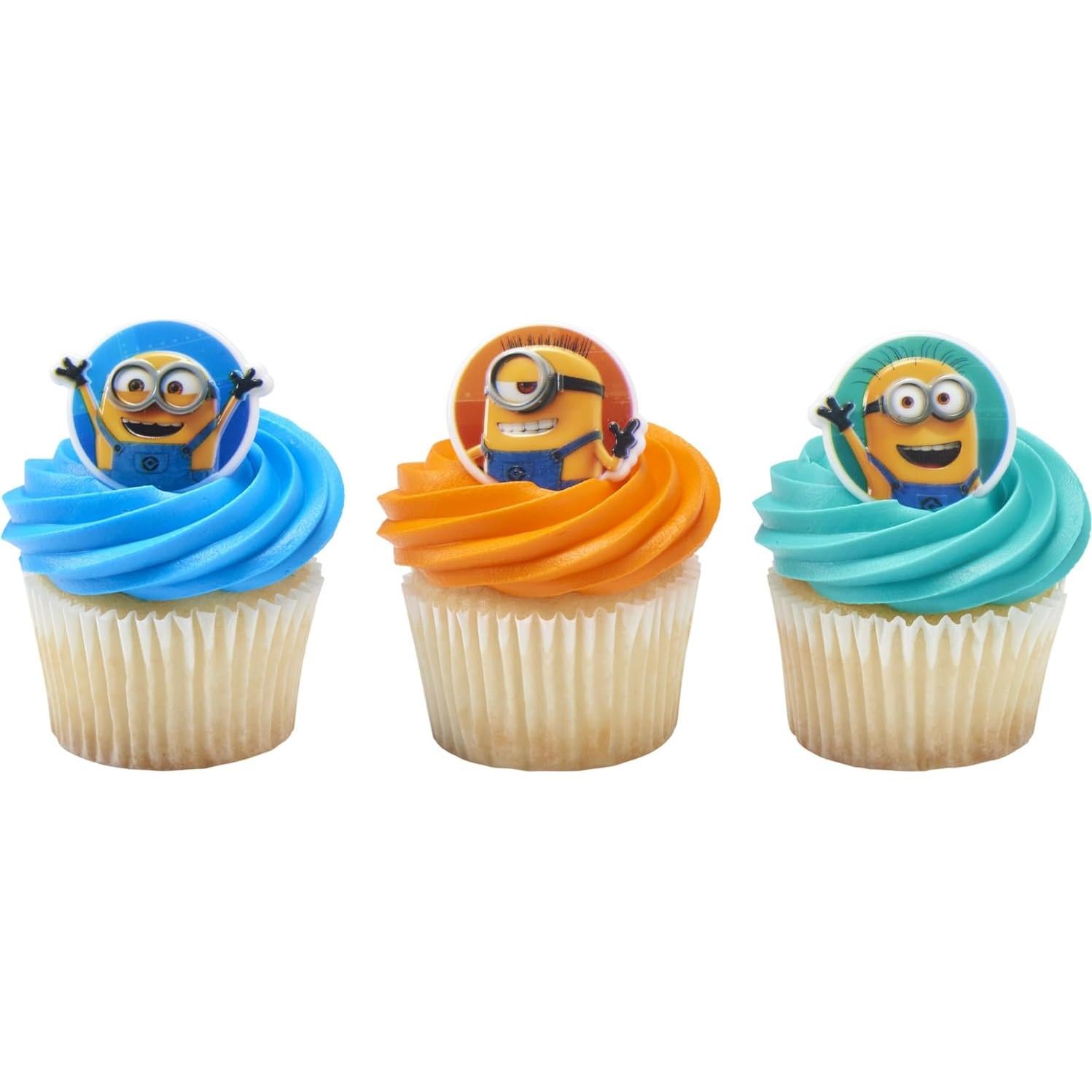 Anillos de Cupcake Minions DecoPac - 24 Decoraciones para Cumpleaños