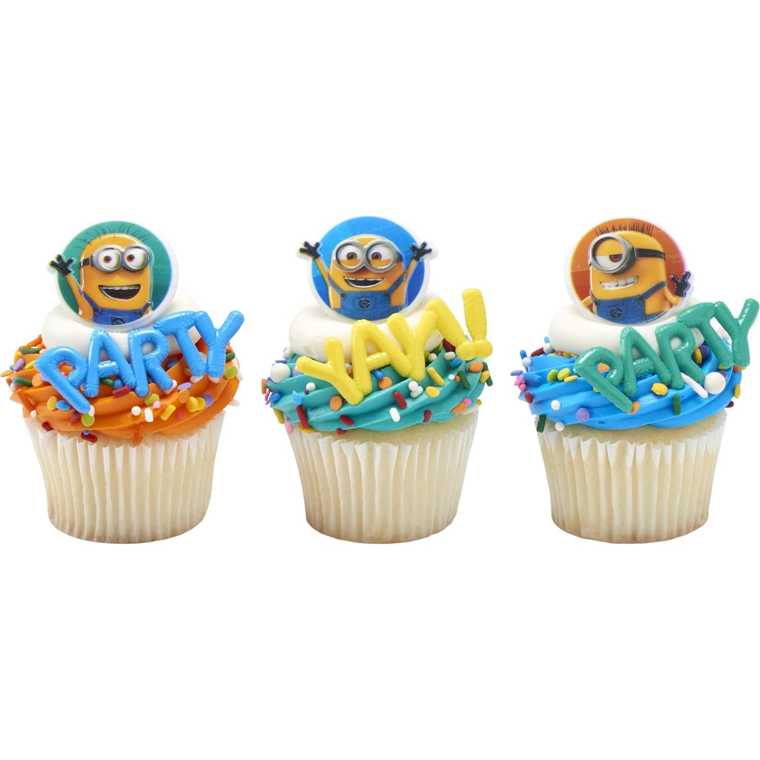 Anillos de Cupcake Minions DecoPac - 24 Decoraciones para Cumpleaños