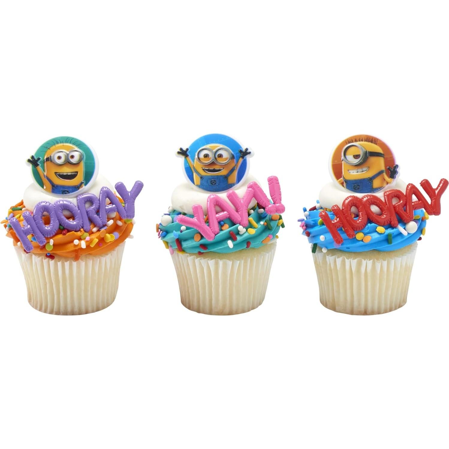 Anillos de Cupcake Minions DecoPac - 24 Decoraciones para Cumpleaños