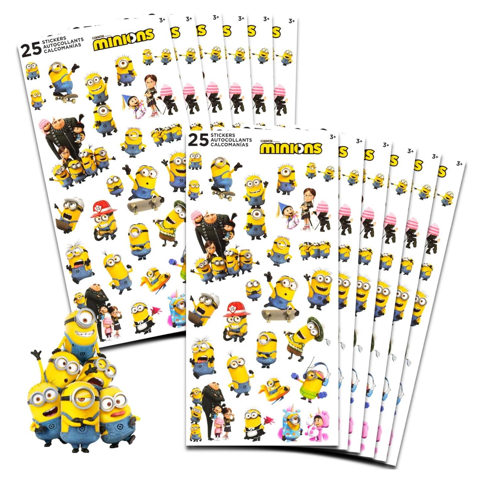 Calcomanías de Minions Despicable Me - 12 Hojas para Fiesta