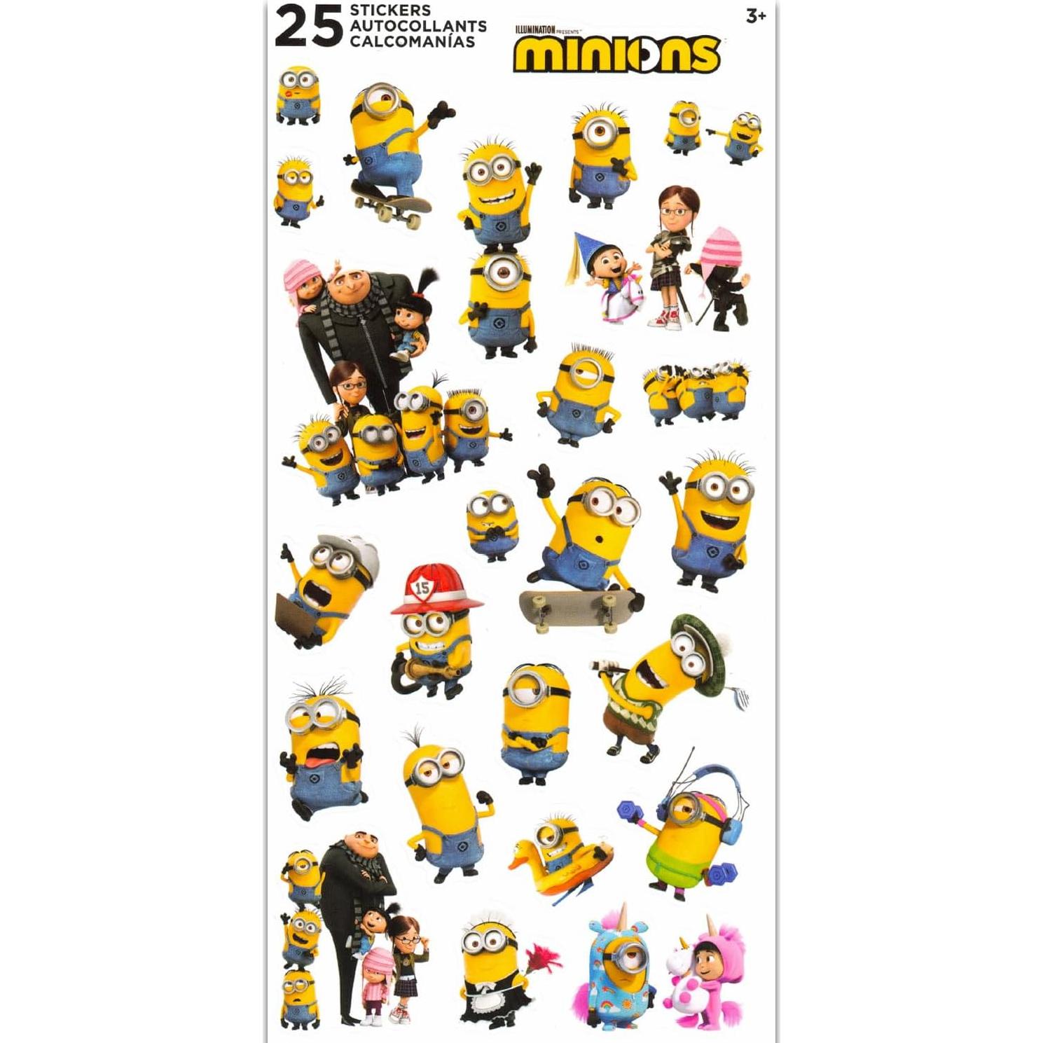Calcomanías de Minions Despicable Me - 12 Hojas para Fiesta