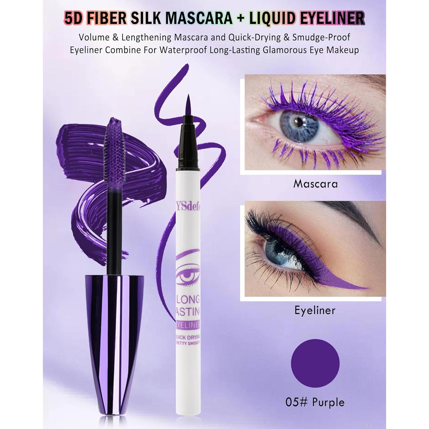 Set de Maquillaje Morado - Máscara y Delineador Impermeable