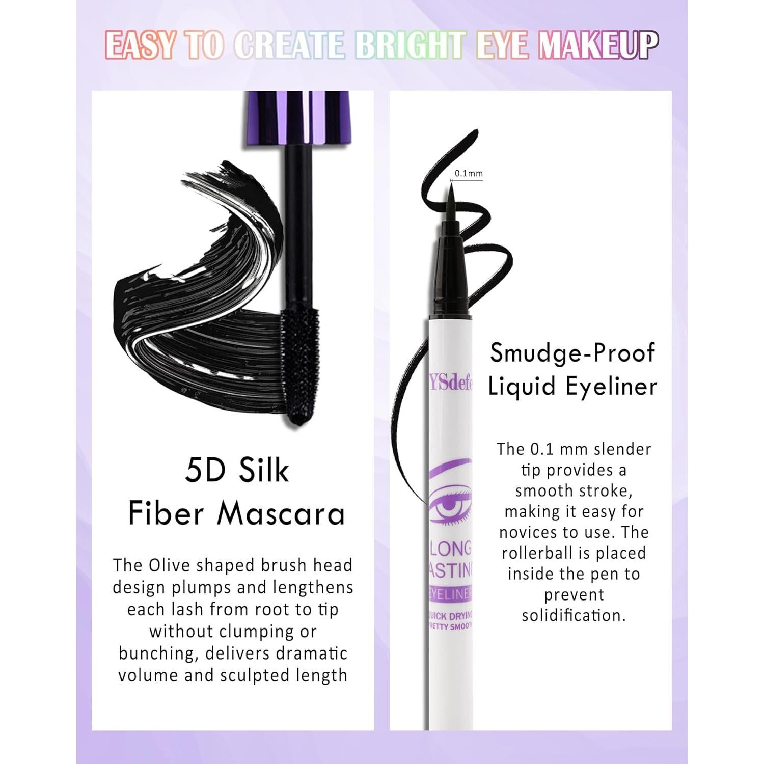 Set de Maquillaje Morado - Máscara y Delineador Impermeable