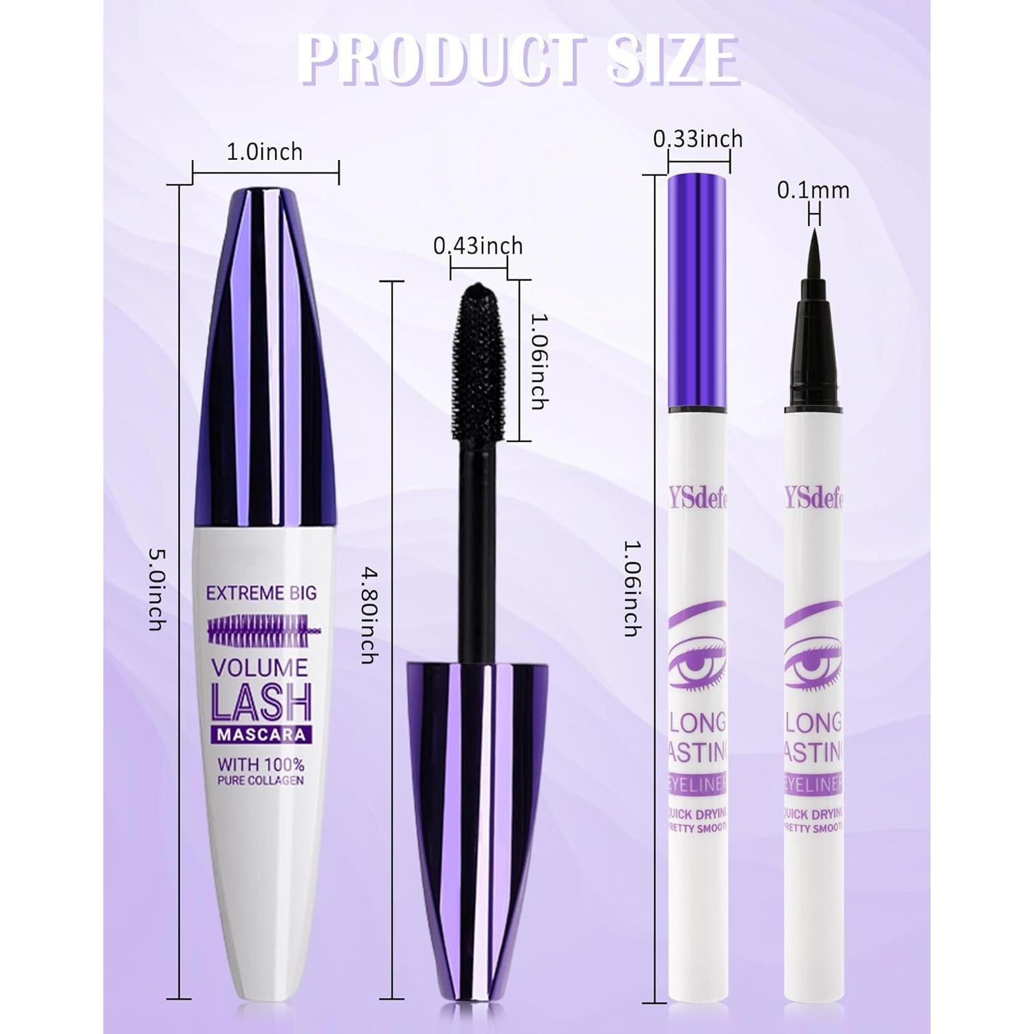 Set de Maquillaje Morado - Máscara y Delineador Impermeable