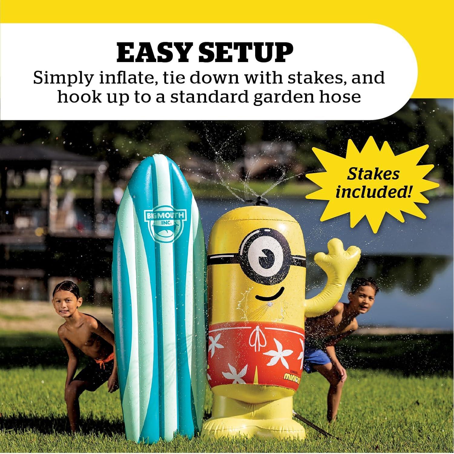 Rociador Inflable de Agua Minions BigMouth 135 cm para Patio