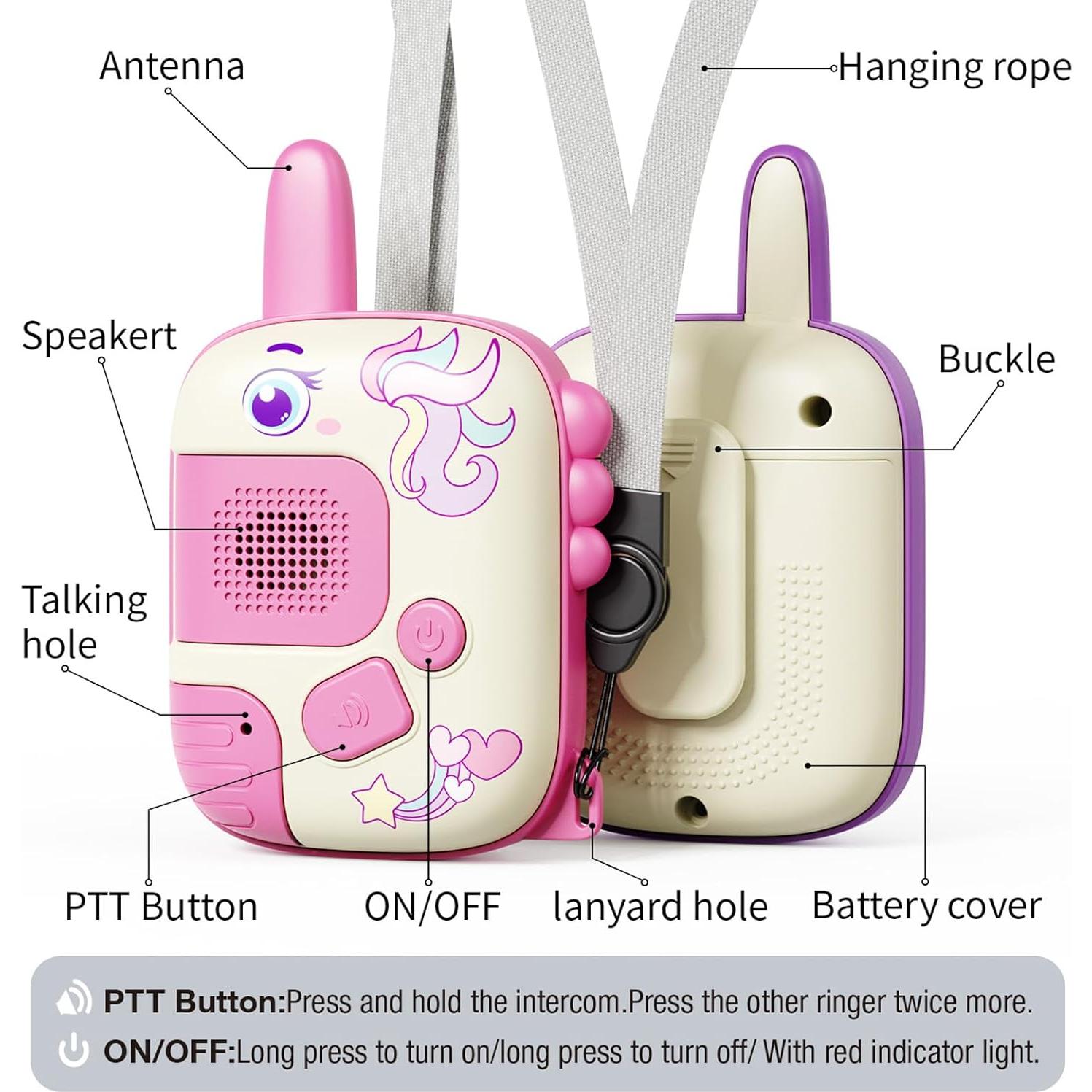 Walkie Talkies Unicornio HONGID para Niñas 0.16 kg 2 Piezas