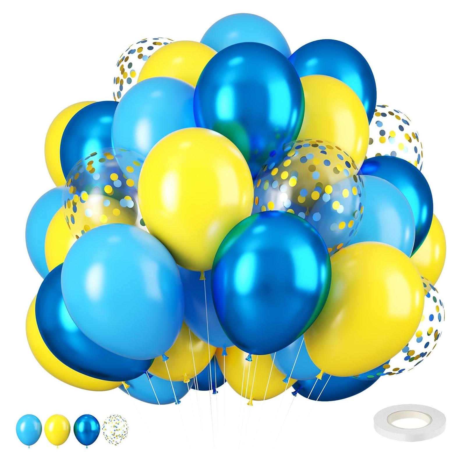 Globos de Fiesta FEYG 30 cm Azul y Amarillo con Confeti