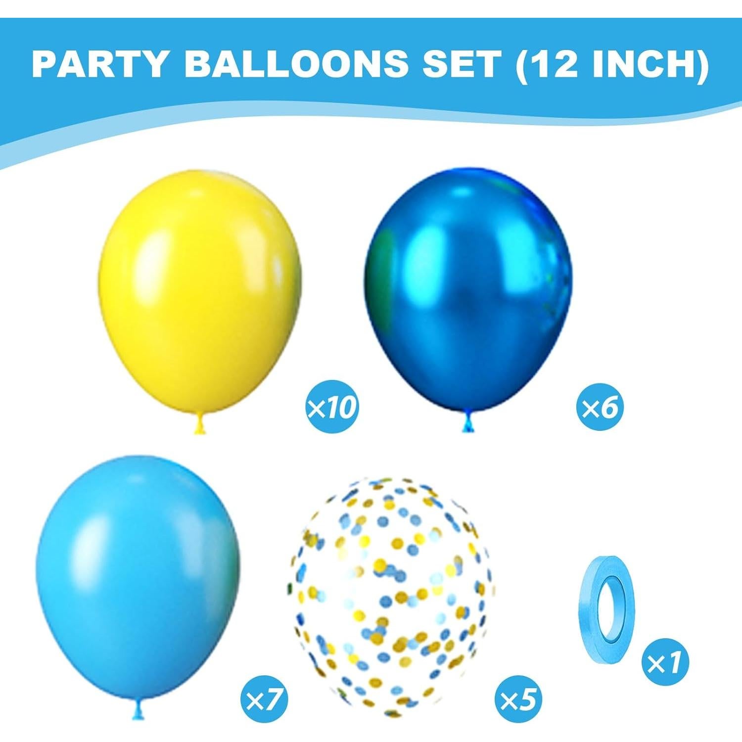 Globos de Fiesta FEYG 30 cm Azul y Amarillo con Confeti