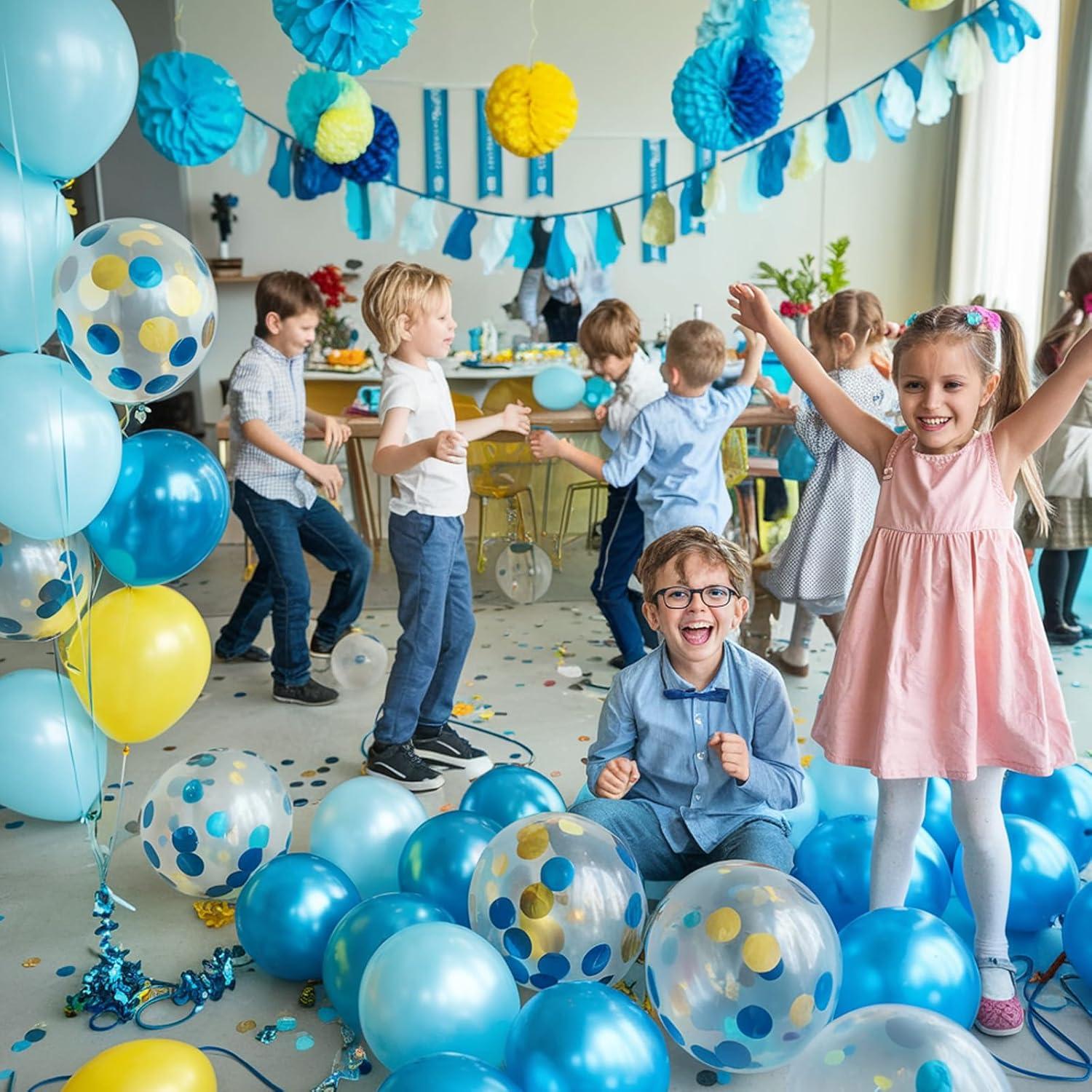 Globos de Fiesta FEYG 30 cm Azul y Amarillo con Confeti