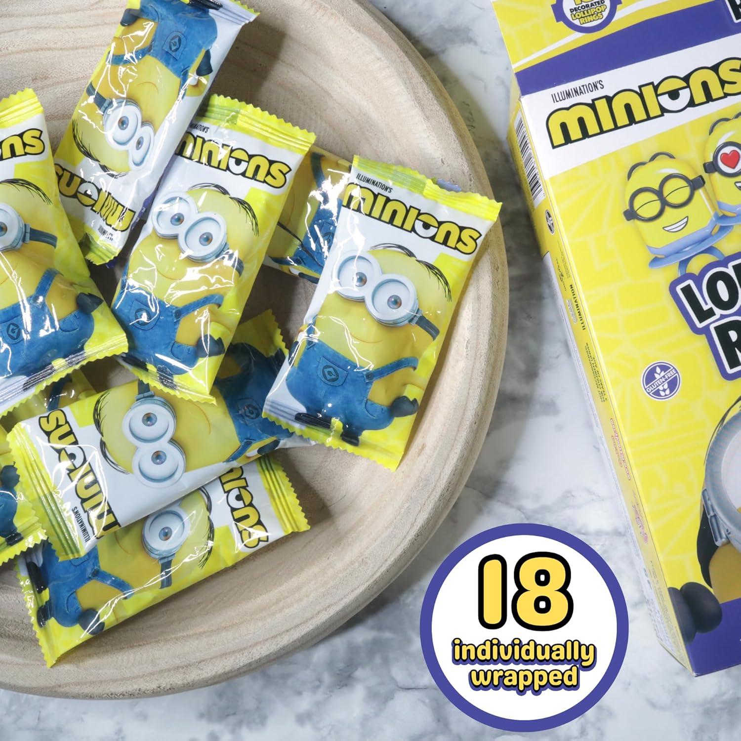 Anillos Lollipop Minions - 18 Caramelos Individuales Sabores Fruta