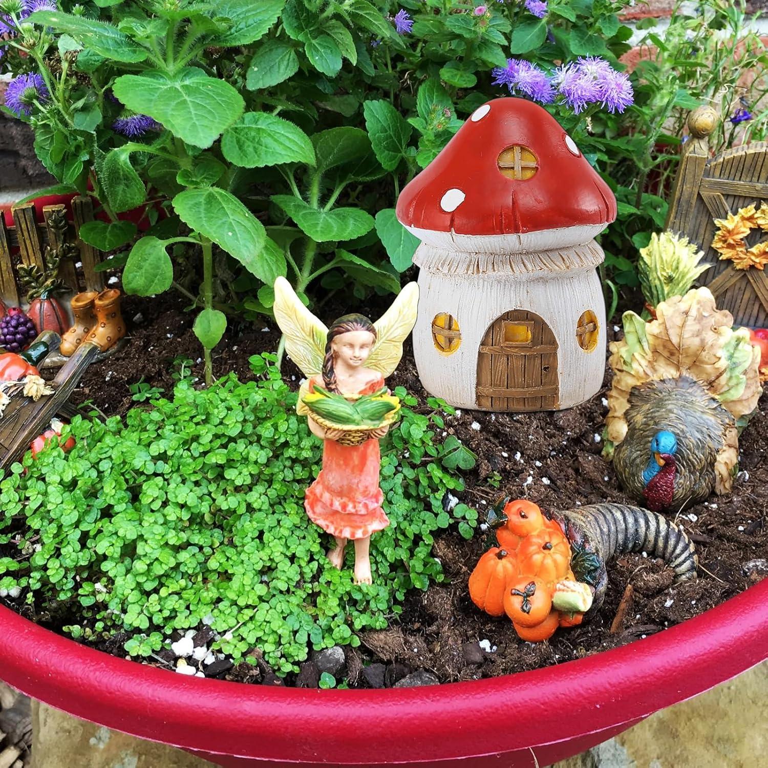 4 Casas de Hadas Miniatura POPKER - Decoración Jardín 5.46cm