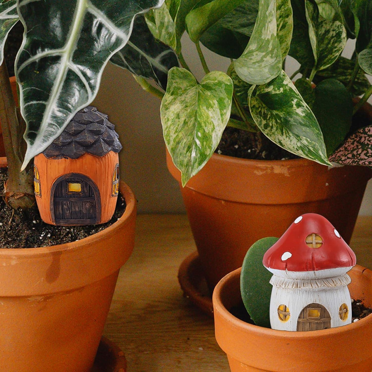 4 Casas de Hadas Miniatura POPKER - Decoración Jardín 5.46cm