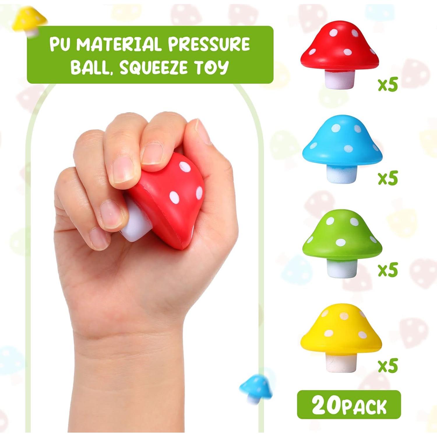 Pelotas Antiestrés Jerify Hongo 20 Pcs 4 cm Colores Brillantes