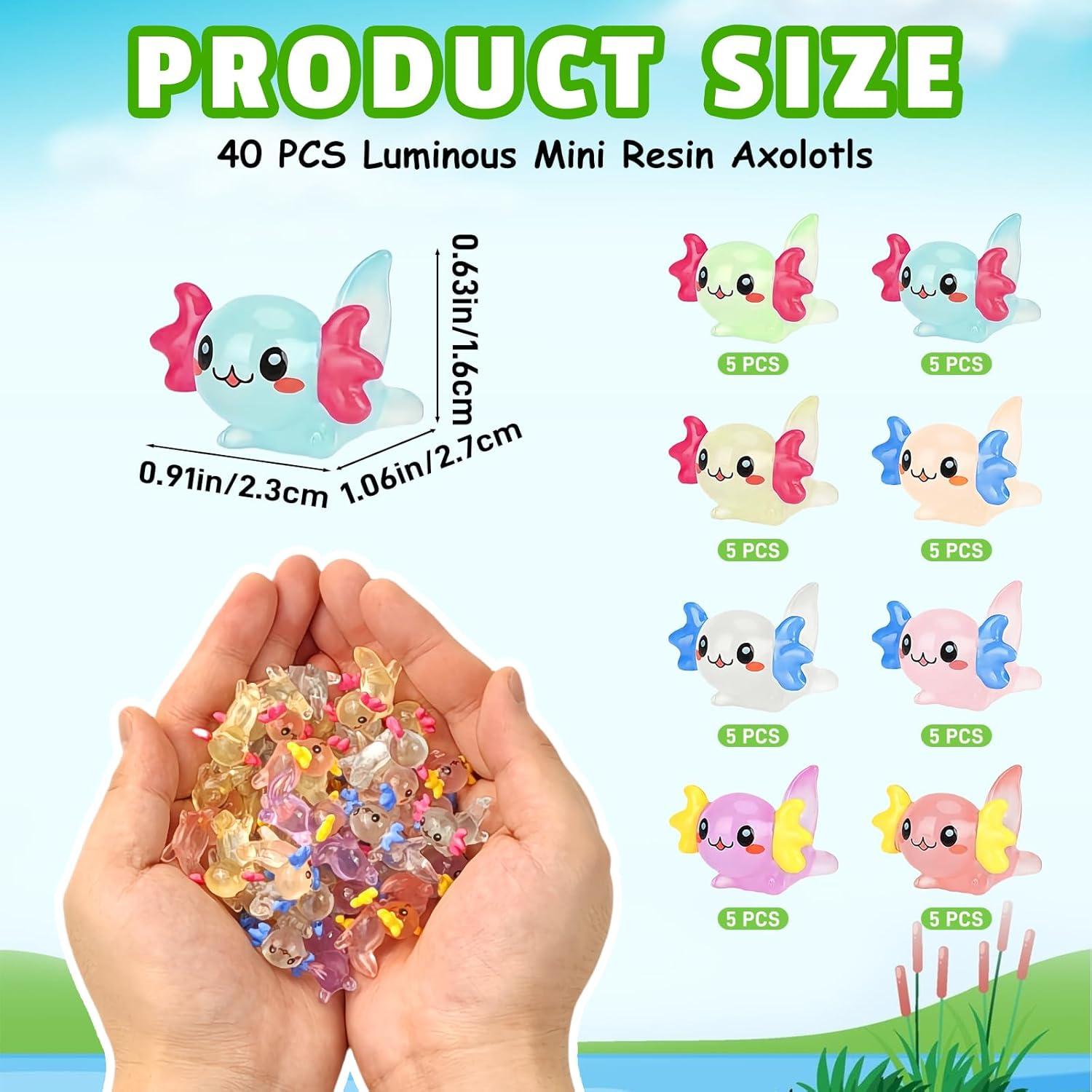 40 Figuras de Axolotls Luminosa de Resina para Decoración