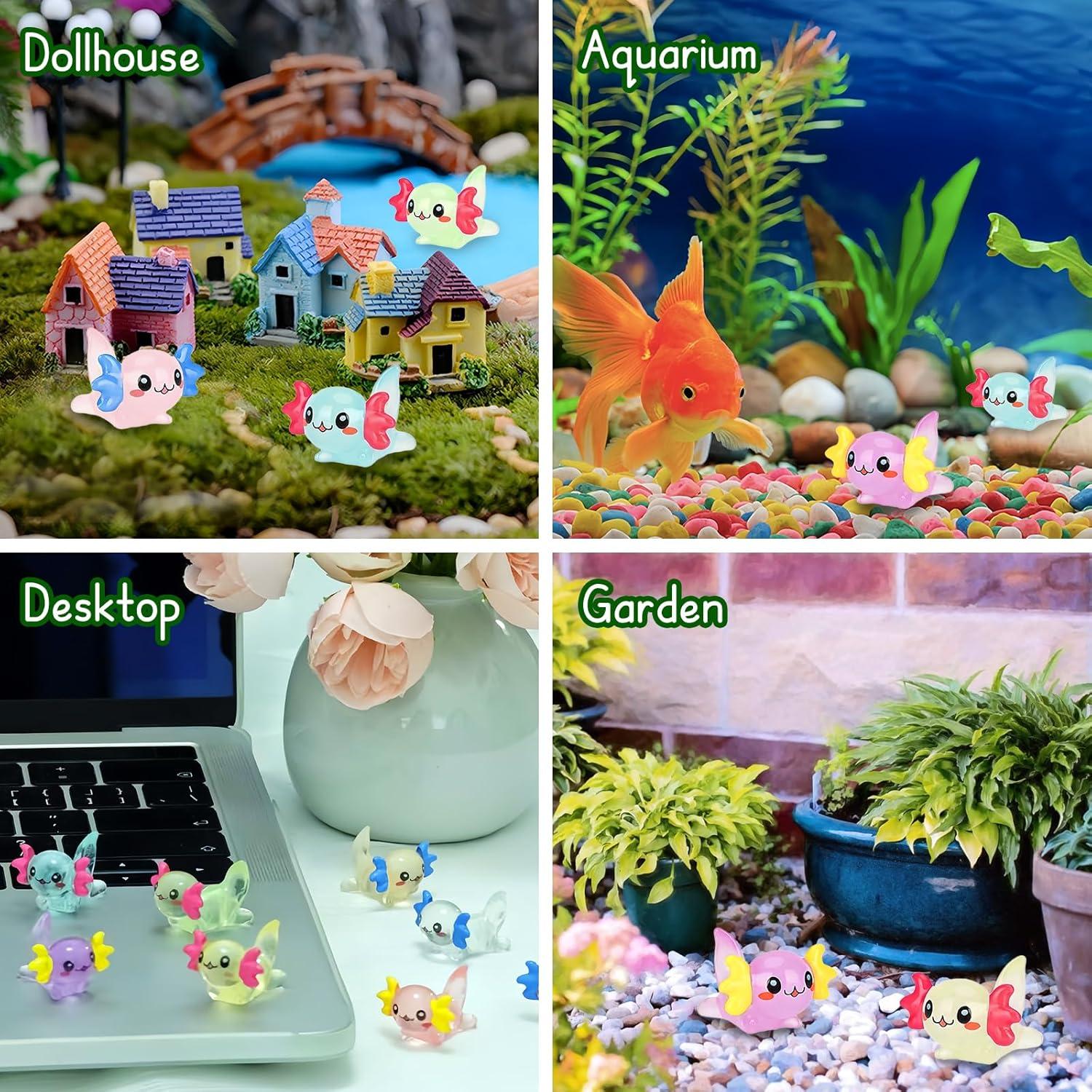 40 Figuras de Axolotls Luminosa de Resina para Decoración