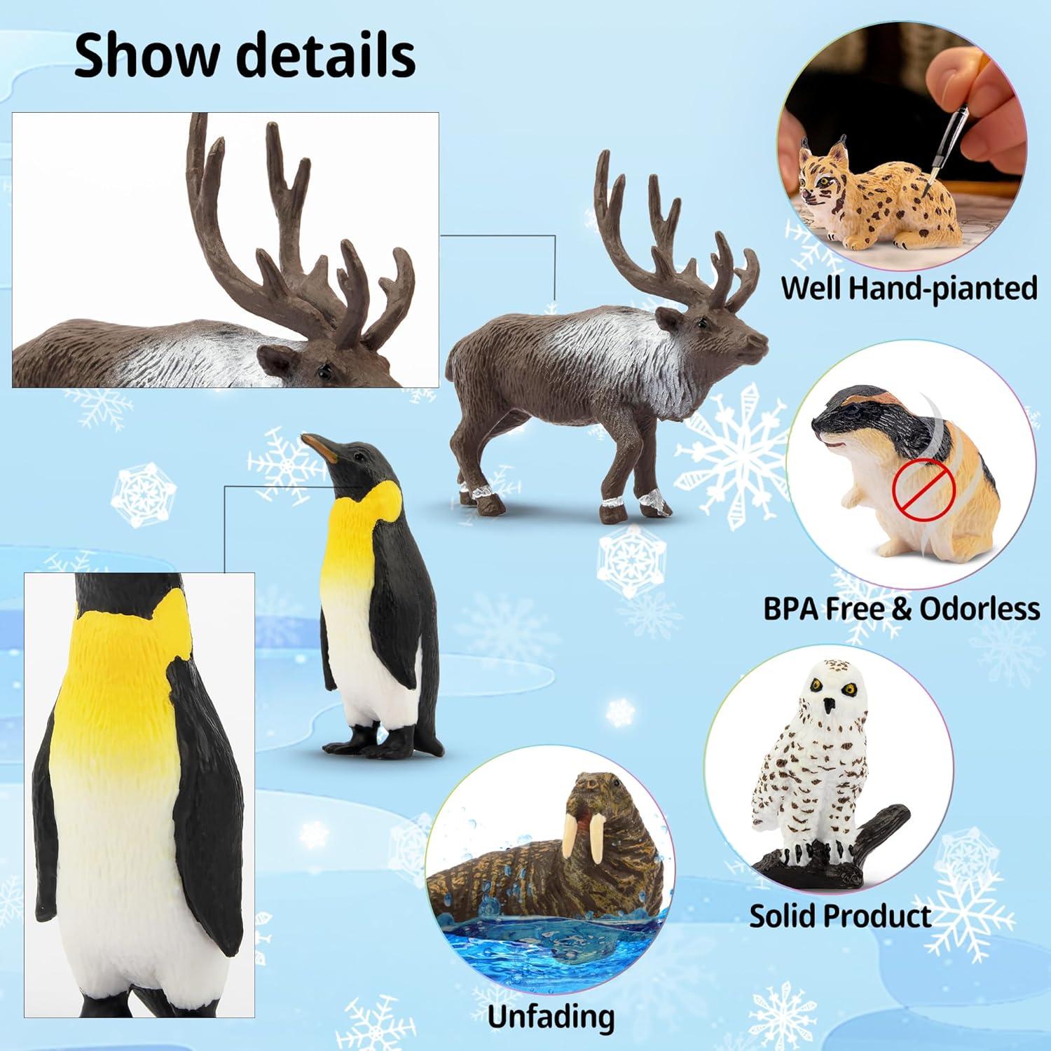 Toymany 14PCS Figuras Mini Animales Árticos Juguetes Educativos