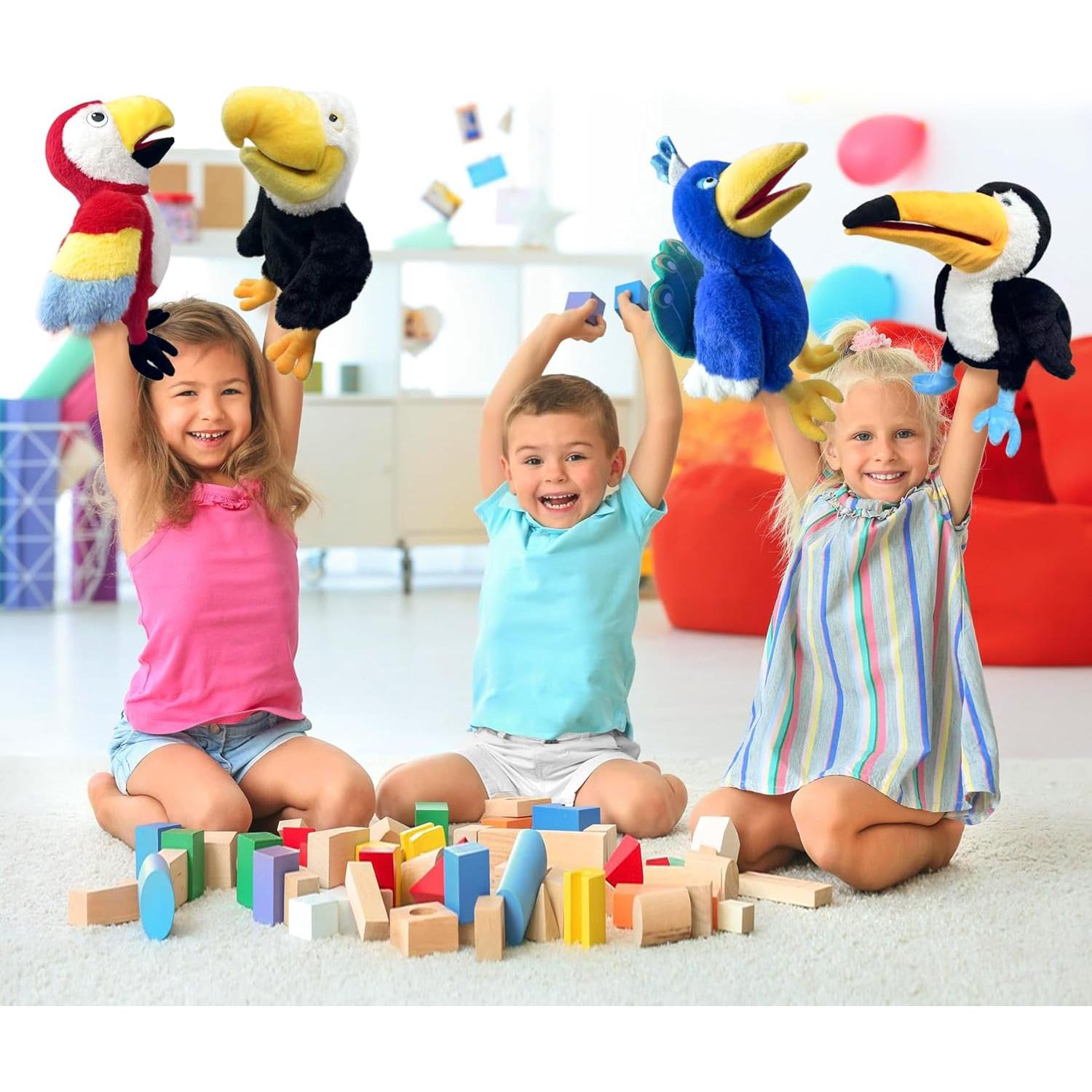 Títere de mano loro peluche 35.1 cm para niños - okegztoa