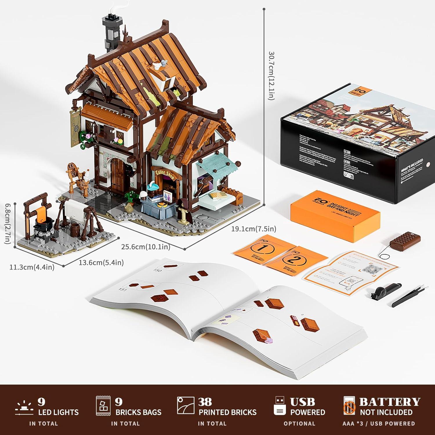 Set de Ladrillos Tienda de Sastre Medieval FUNWHOLE 1994 Pcs