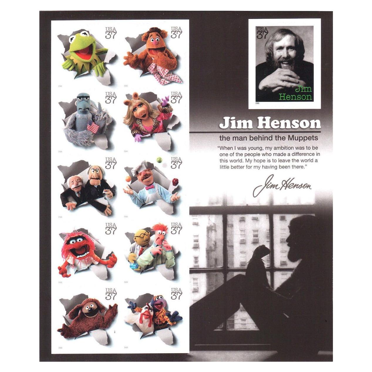 Hoja de Sellos Postales Jim Henson y Muppets - 11 Sellos 2005