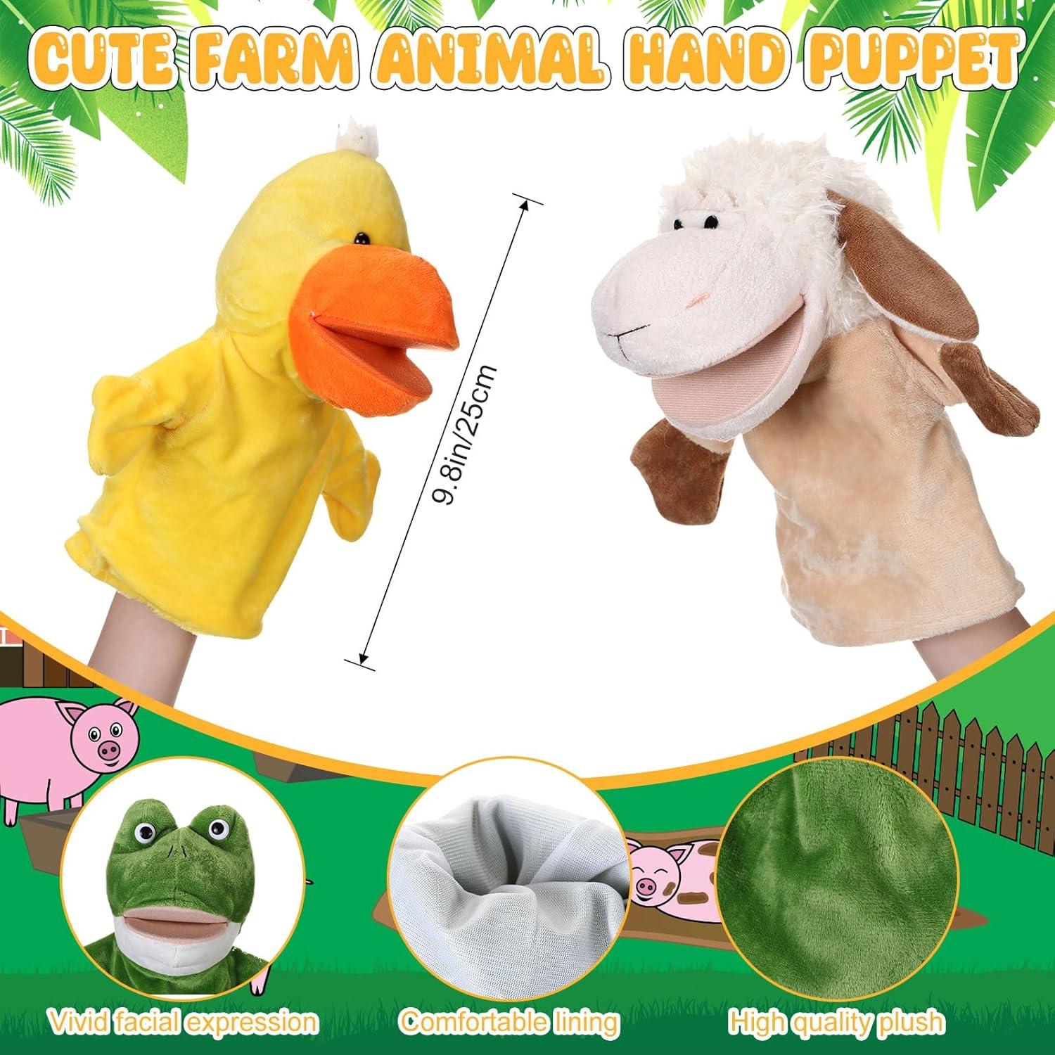 Juego de 4 Títeres de Mano RoundFunny - Animales Suaves 25 cm