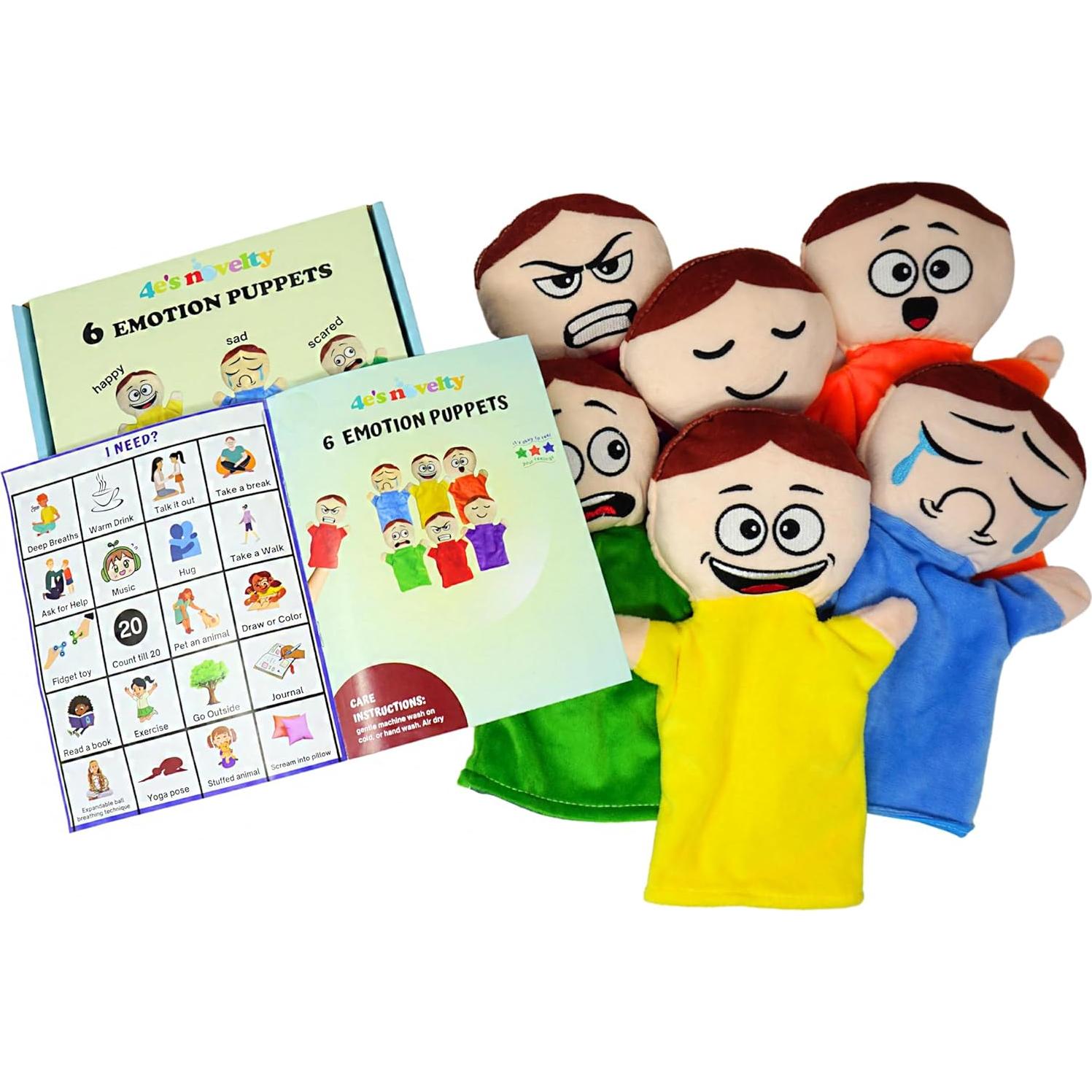 Títeres de Mano 4E's para Niños - Paquete de 6 Emociones