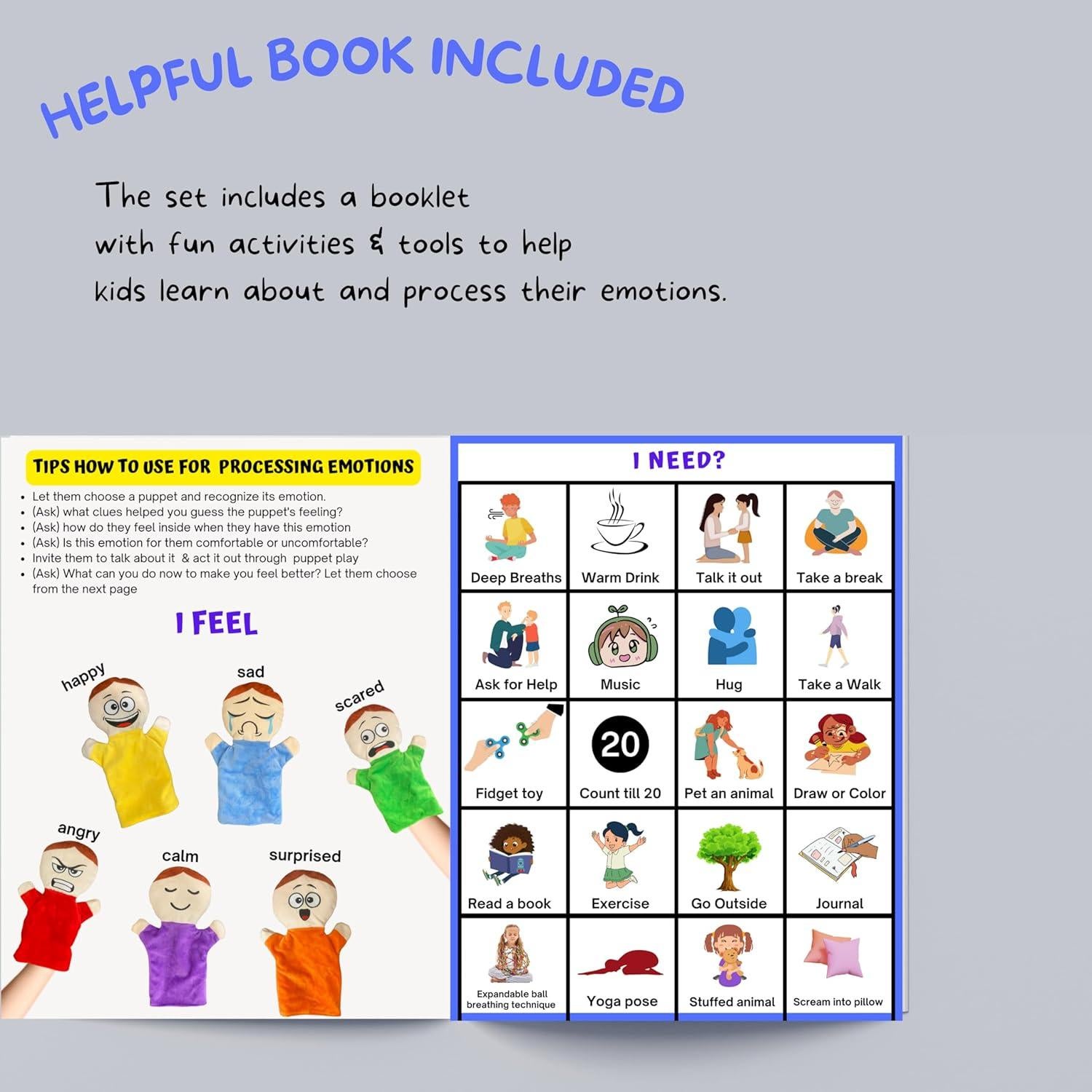 Títeres de Mano 4E's para Niños - Paquete de 6 Emociones