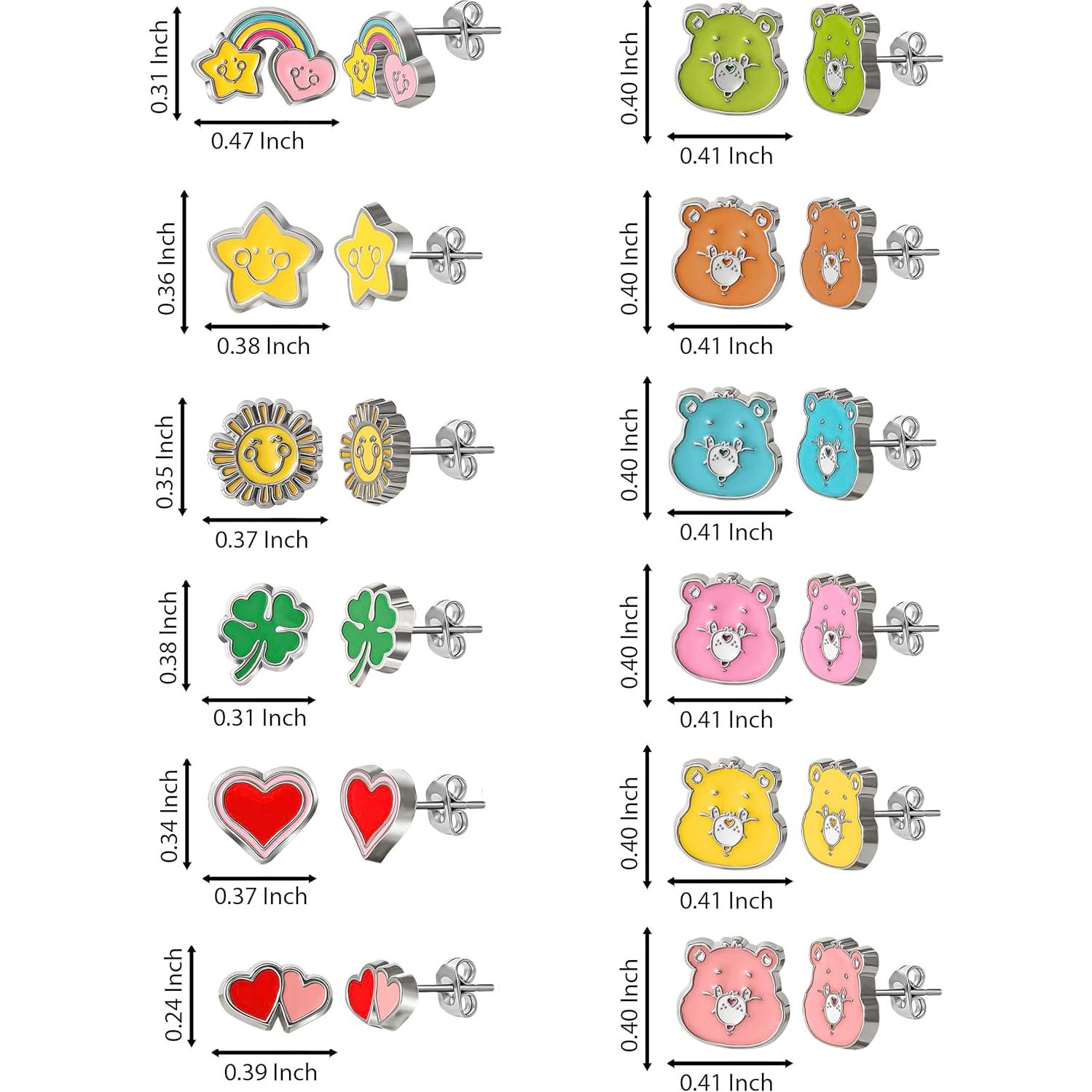 Pendientes de Stud Care Bears Sally Rose Set de 12