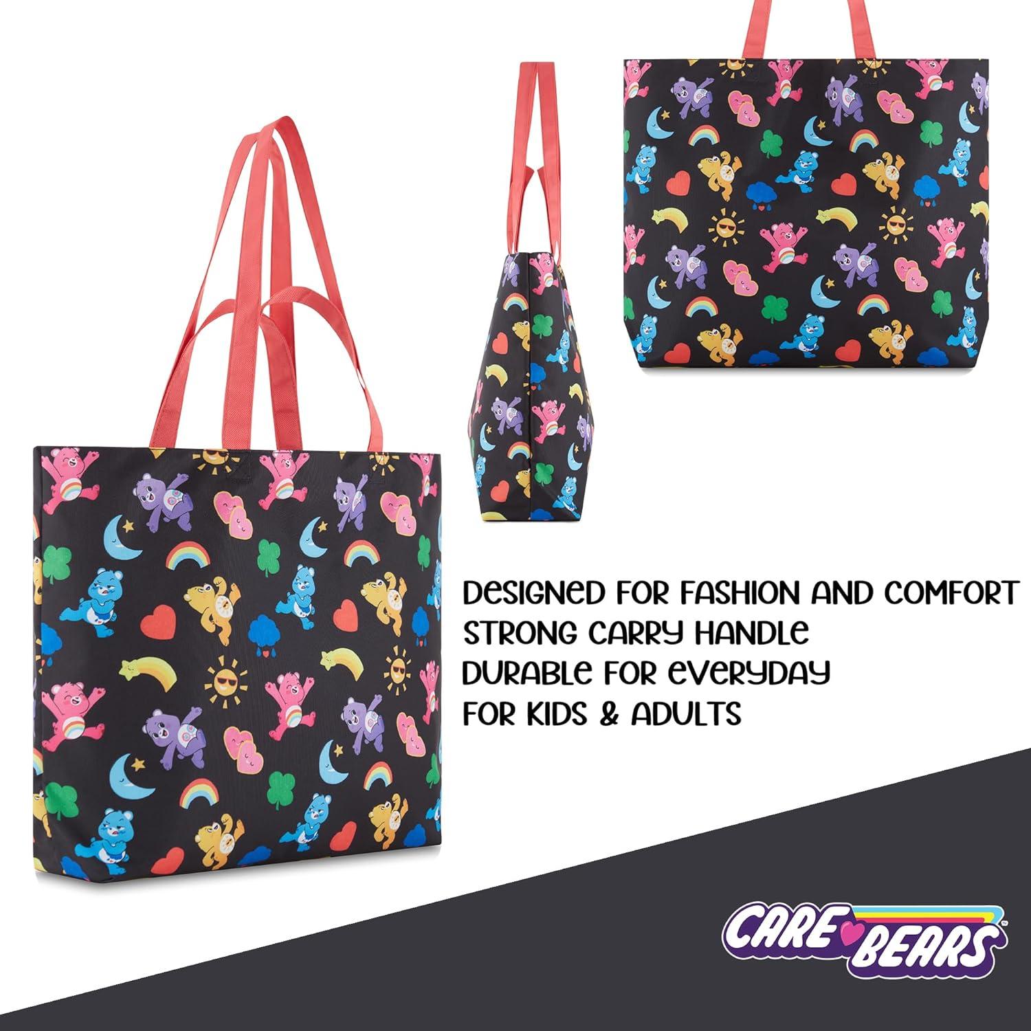 Bolsa de mano de nylon Care Bears negra con estampado AOP