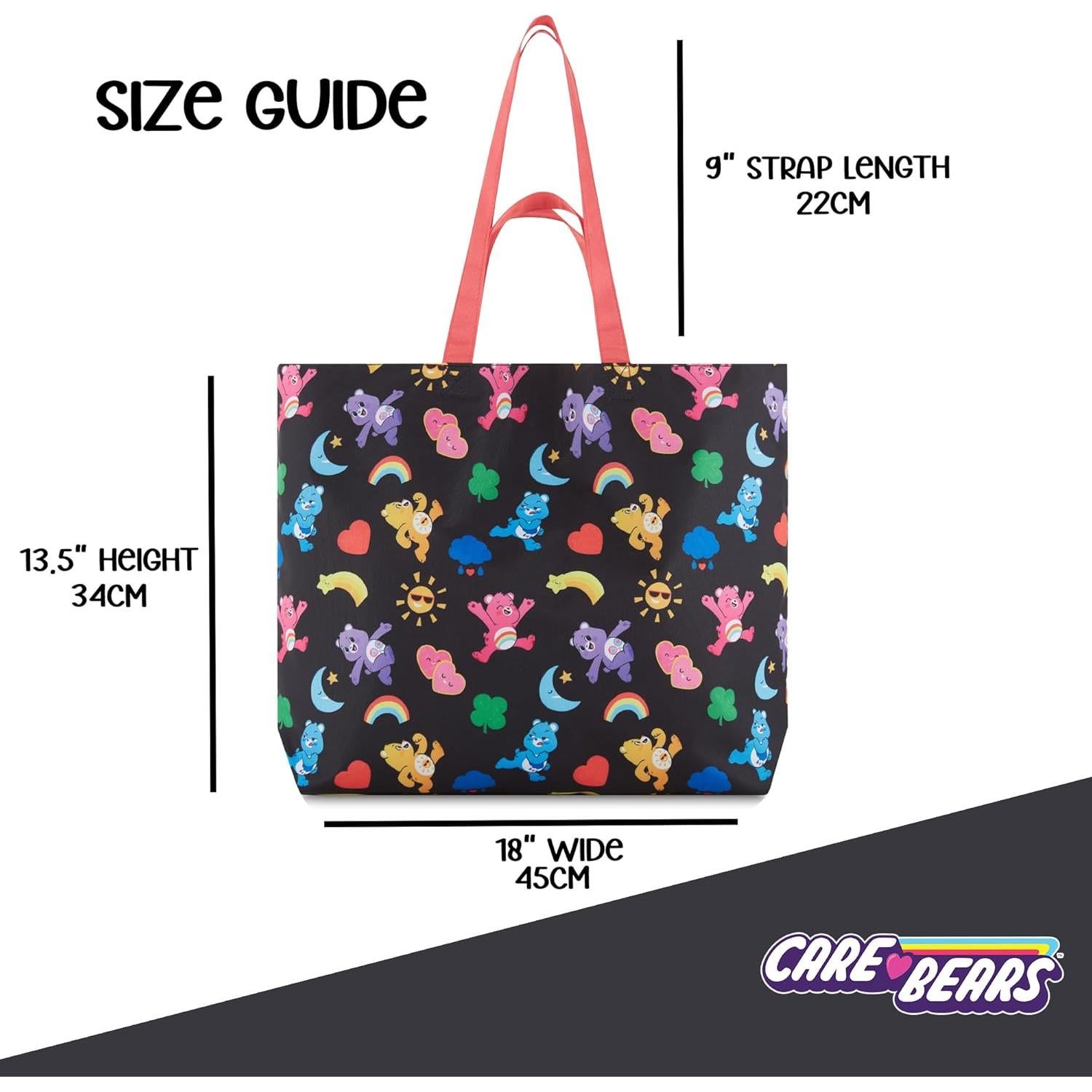 Bolsa de mano de nylon Care Bears negra con estampado AOP