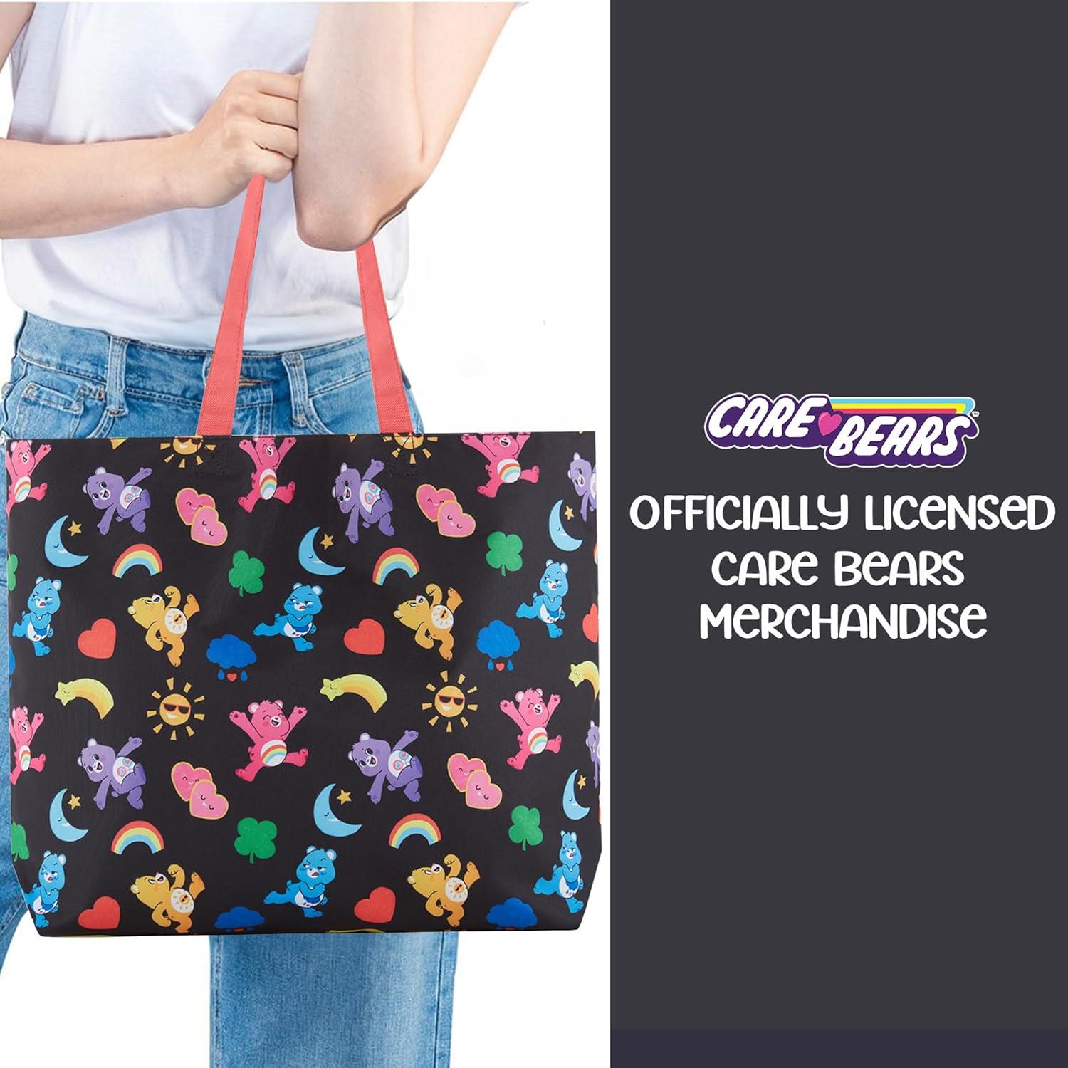 Bolsa de mano de nylon Care Bears negra con estampado AOP
