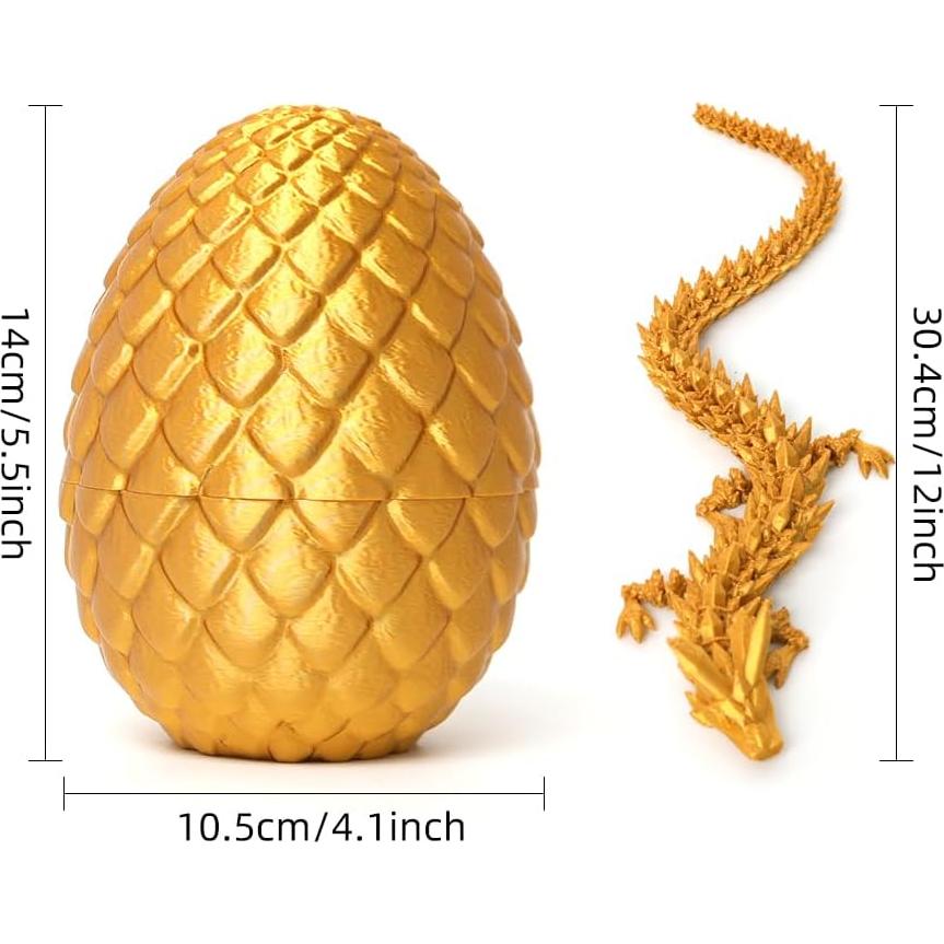 Huevo de Dragón Flavery Dorado 3D con Dragón Articulado
