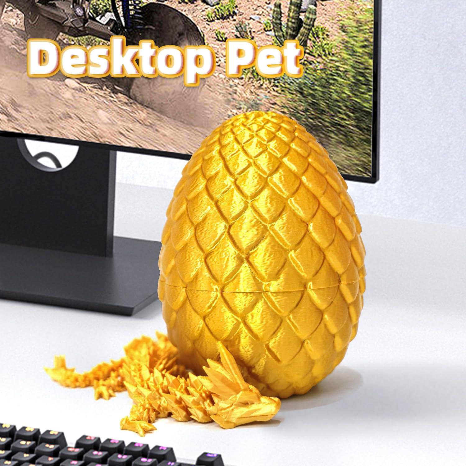 Huevo de Dragón Flavery Dorado 3D con Dragón Articulado