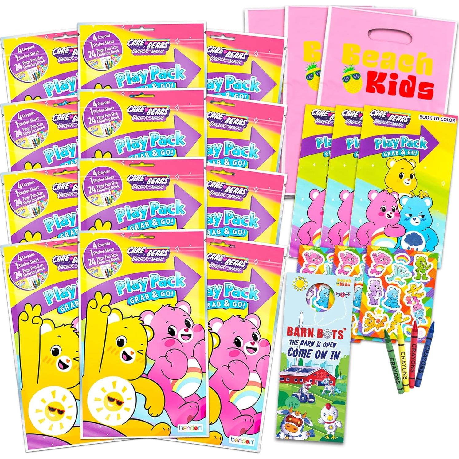 Conjunto de Fiesta Care Bears - 12 Paquetes con Stickers y Libros