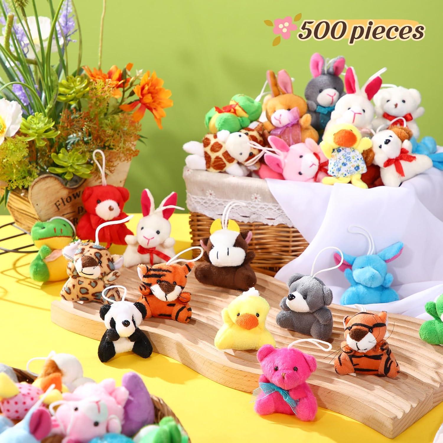 500 Mini Animales de Peluche Hungdao 7 cm para Fiesta y Regalos
