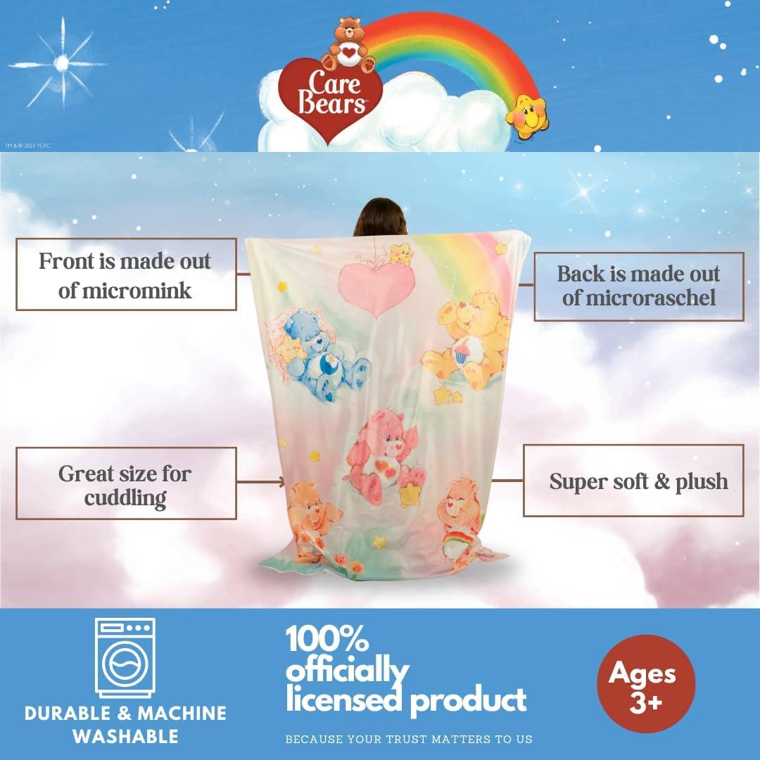 Manta de Peluche Care Bears Franco 116.8x152.4 cm Suave