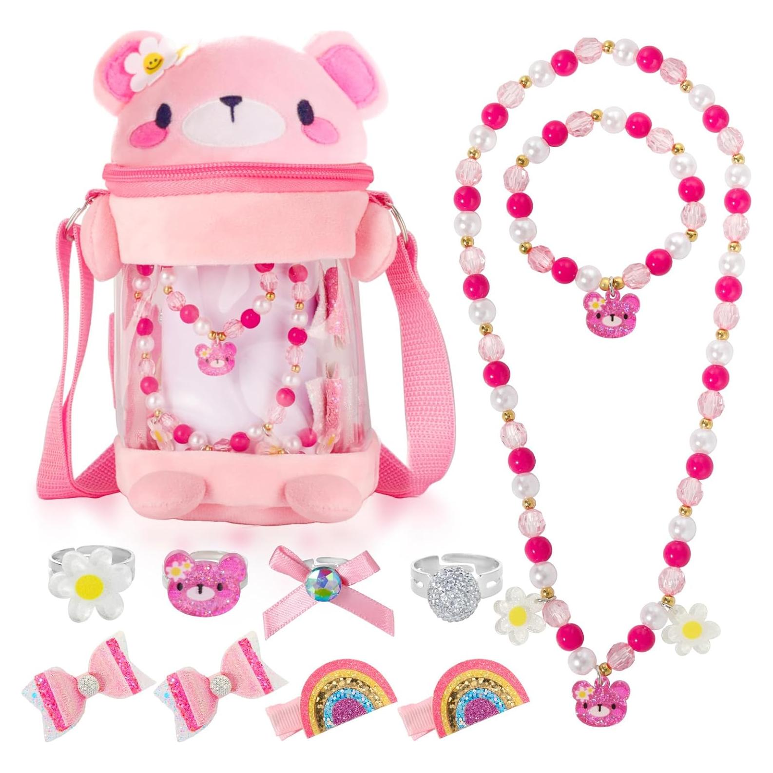 Set de Joyería de Oso Rosa PinkSheep para Niñas 11 Piezas