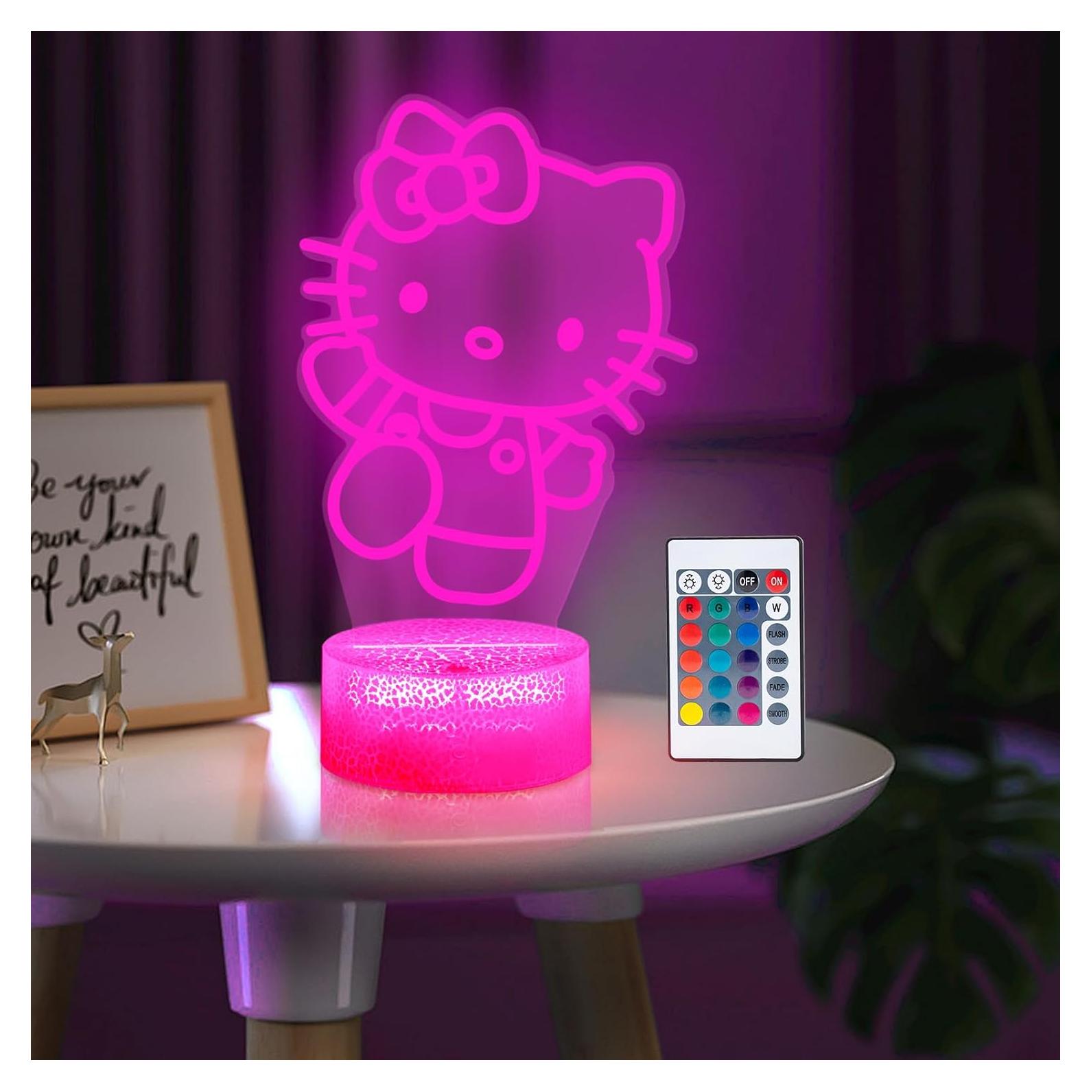 Luz Nocturna 3D LED LOUHH Gato 16 Colores Control Remoto