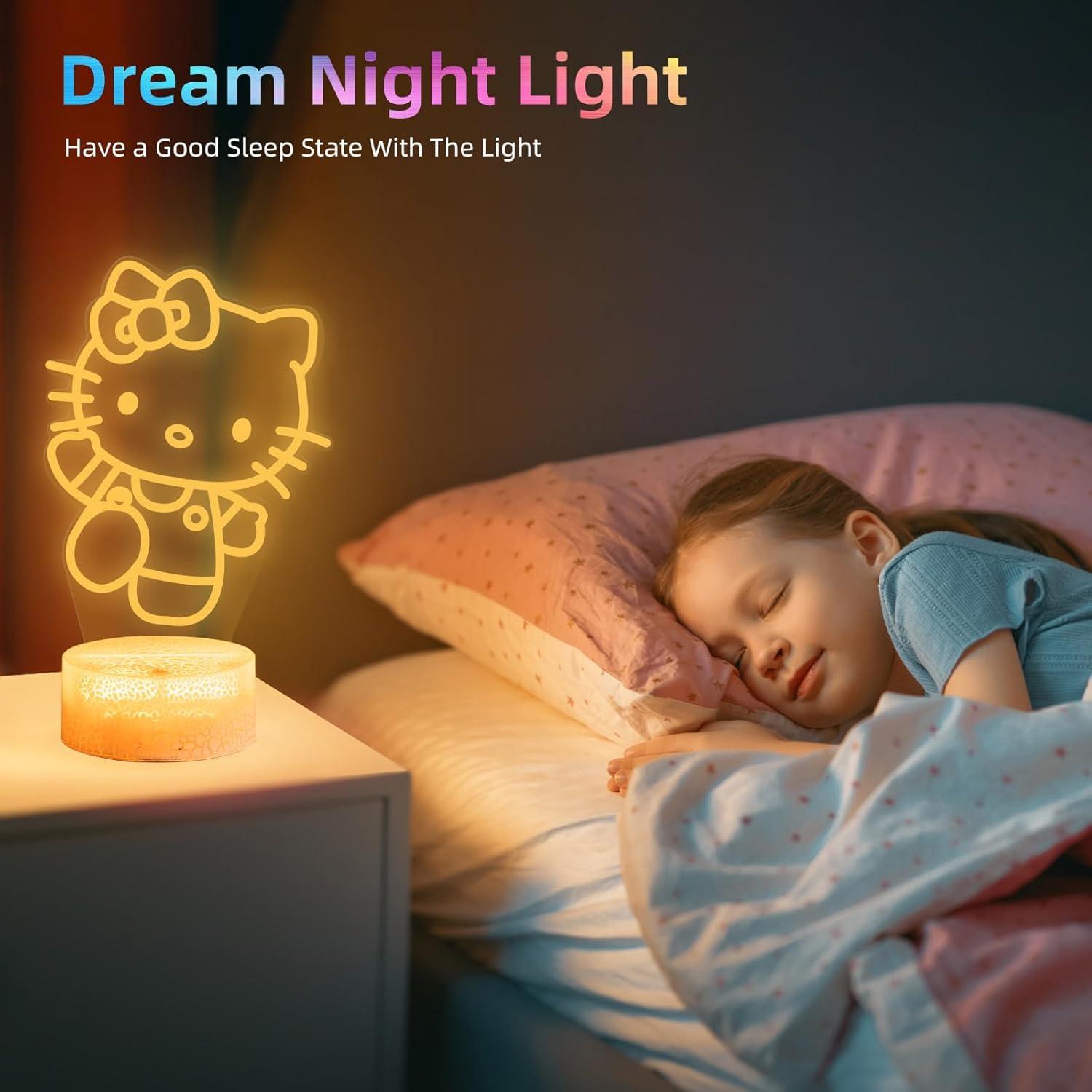 Luz Nocturna 3D LED LOUHH Gato 16 Colores Control Remoto