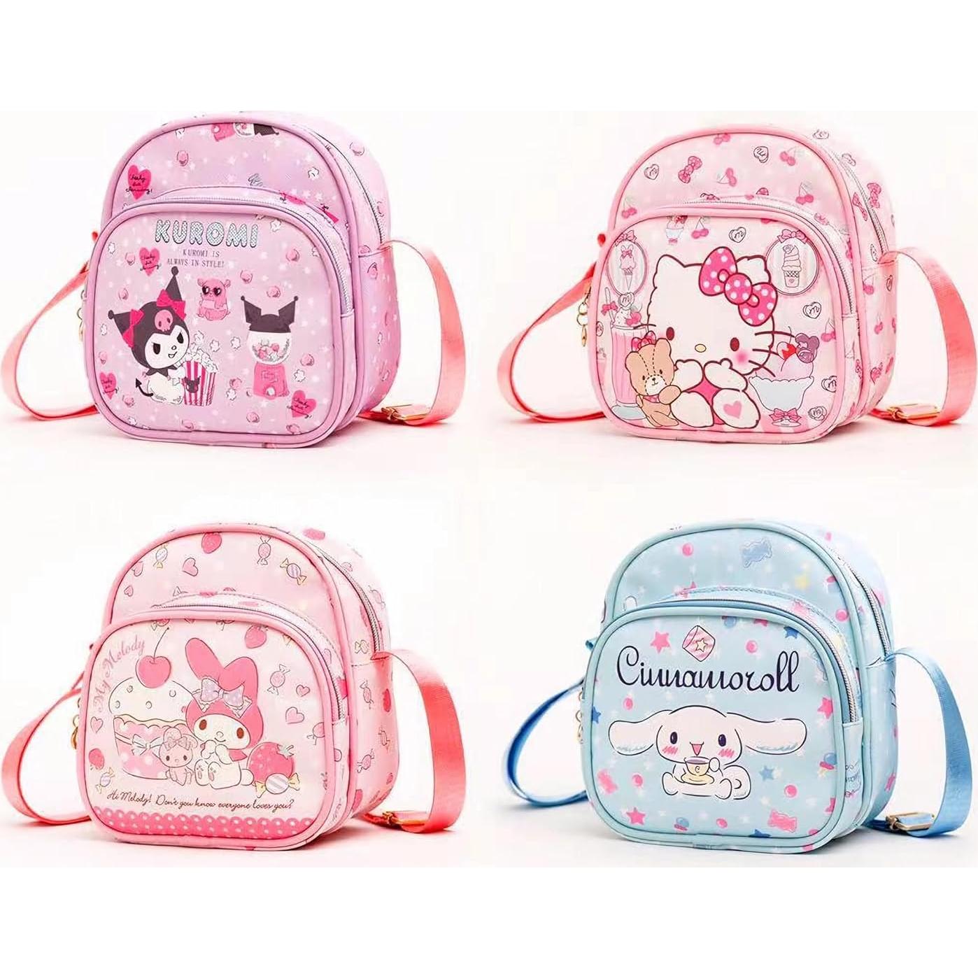 Bolso Mensajero Cruzado Linda de Cuero Rosa 18x10cm 2Pcs