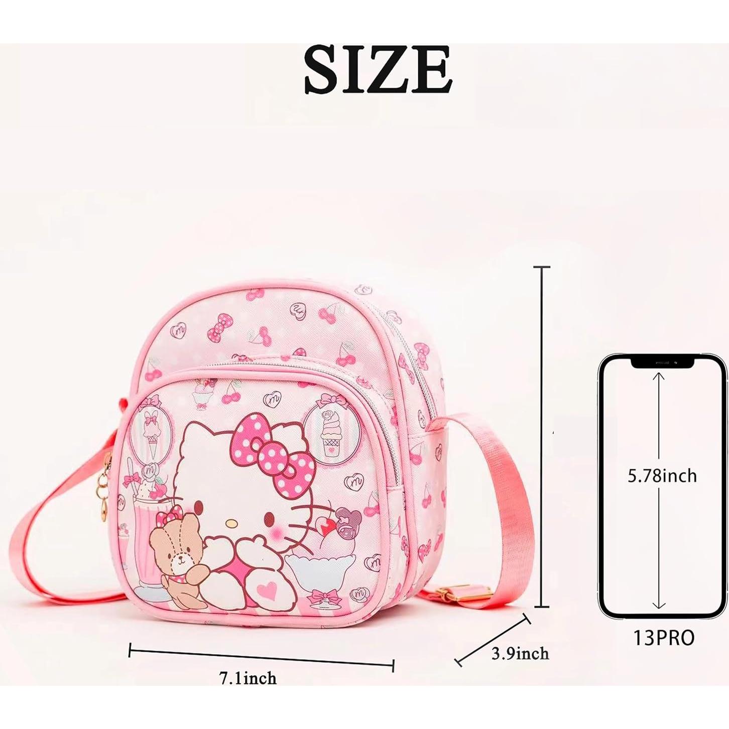 Bolso Mensajero Cruzado Linda de Cuero Rosa 18x10cm 2Pcs