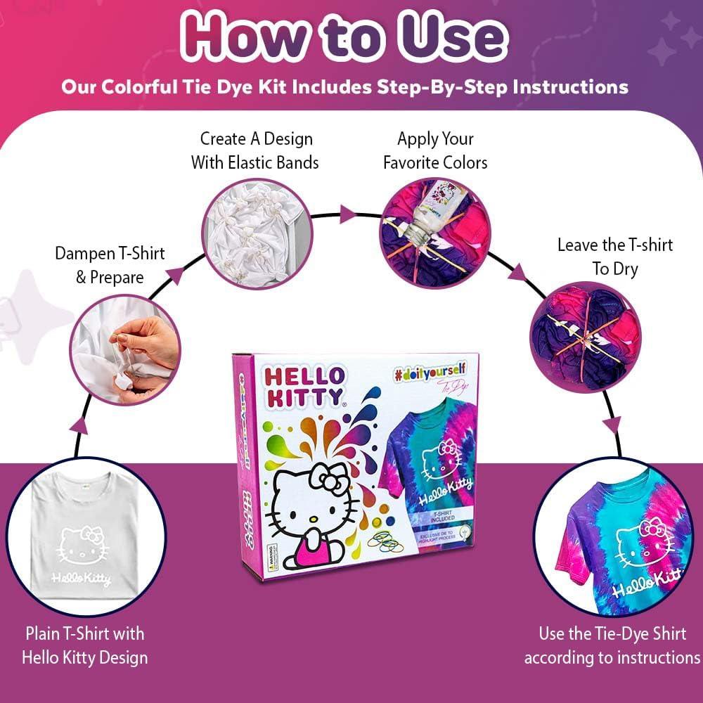Set de Tie Dye Hello Kitty - Camiseta M + Pinturas y Accesorios
