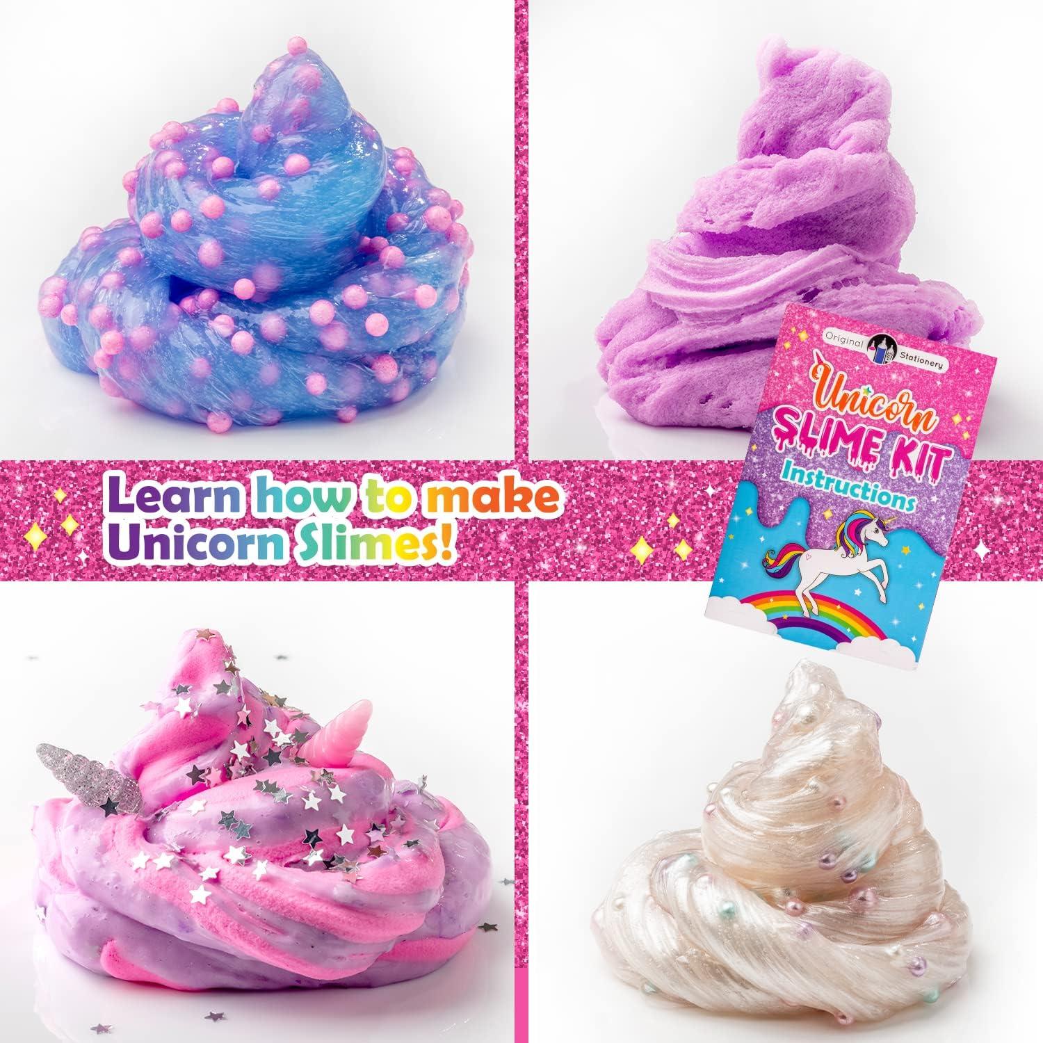 Kit de Slime Unicornio Papelería Original 25 Piezas Brilla en la Oscuridad