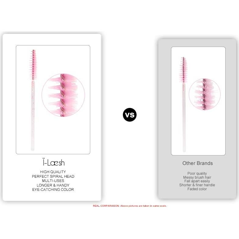 Cepillos de Pestañas Desechables i-Laesh 100 Pcs Cristal Rosa