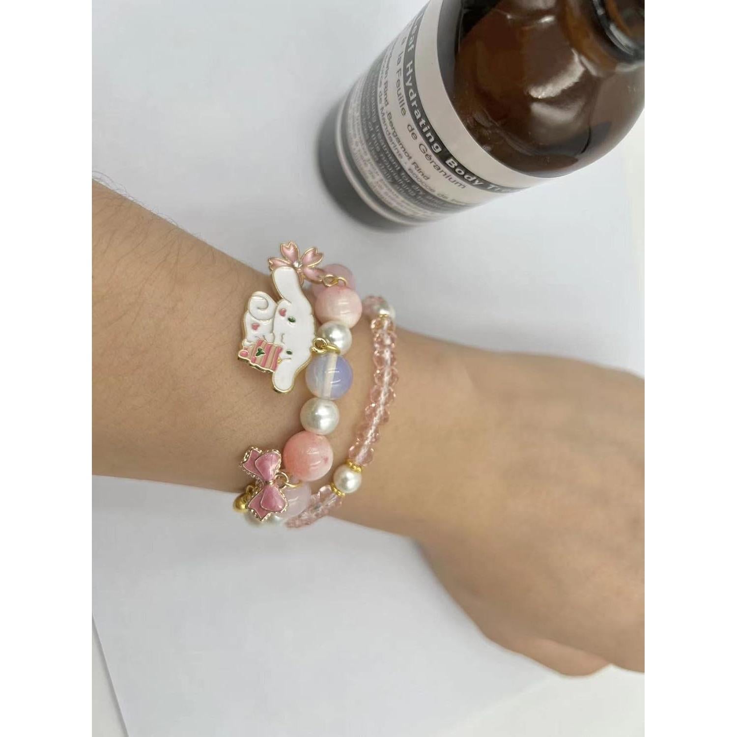 Conjunto de Pulseras de Perlas y Cartoon INENIMARTJ Rosa