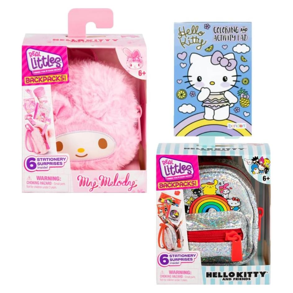 Conjunto 2 mochilas micro Real Littles Hello Kitty 6 sorpresas